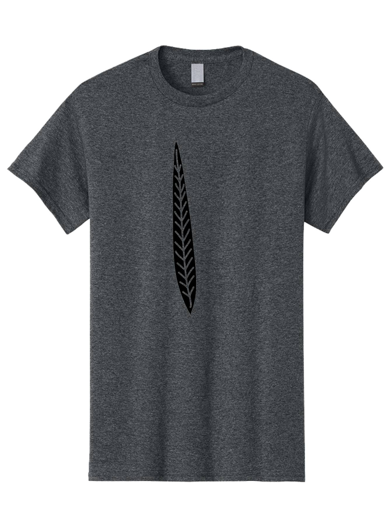 Leaf-Design Men'S Graphic Tee, 100% Cotton, Comfortable Casual Summer Wear, Machine Washable, Black Feather Silhouette, Symmetrical Design, Minimalist Art, Simple Shapes, Graphic Design Element, Vector Icon, Sharp Pointed Ends Aac218 5