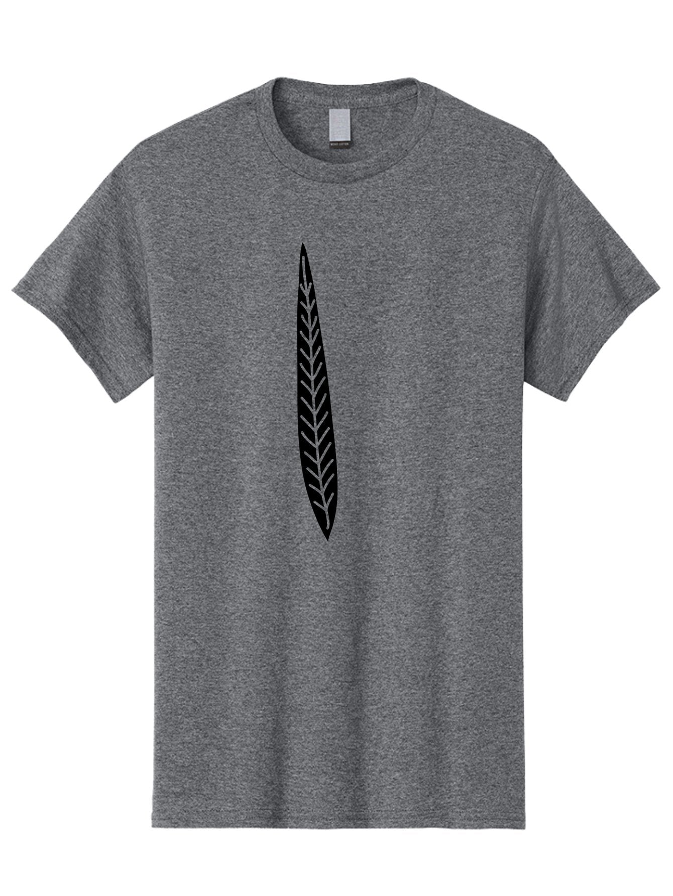 Leaf-Design Men'S Graphic Tee, 100% Cotton, Comfortable Casual Summer Wear, Machine Washable, Black Feather Silhouette, Symmetrical Design, Minimalist Art, Simple Shapes, Graphic Design Element, Vector Icon, Sharp Pointed Ends Aac218 6