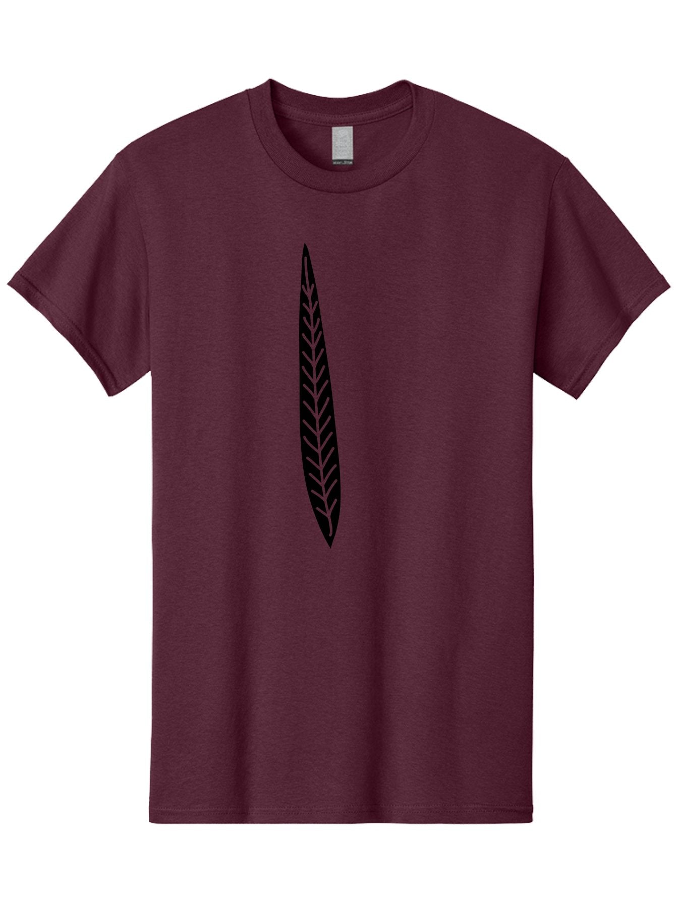 Leaf-Design Men'S Graphic Tee, 100% Cotton, Comfortable Casual Summer Wear, Machine Washable, Black Feather Silhouette, Symmetrical Design, Minimalist Art, Simple Shapes, Graphic Design Element, Vector Icon, Sharp Pointed Ends Aac218 10