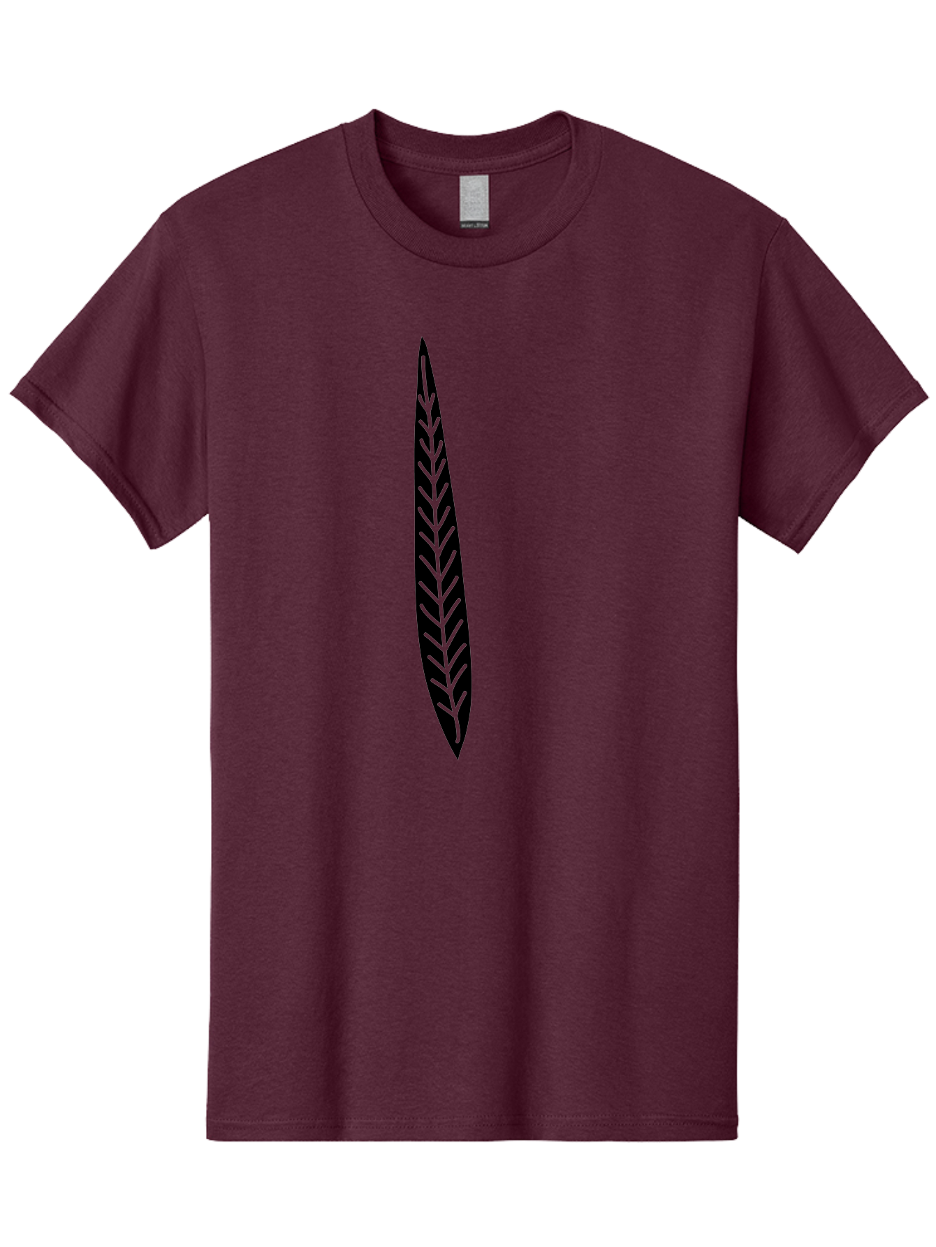 Leaf-Design Men'S Graphic Tee, 100% Cotton, Comfortable Casual Summer Wear, Machine Washable, Black Feather Silhouette, Symmetrical Design, Minimalist Art, Simple Shapes, Graphic Design Element, Vector Icon, Sharp Pointed Ends Aac218 27
