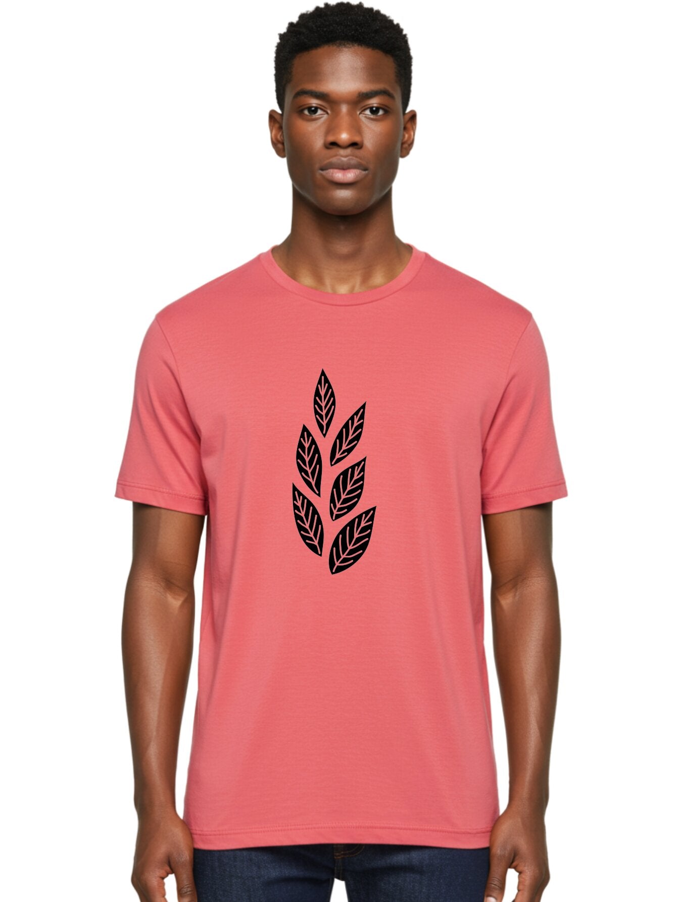 Leaf-Silhouette Men'S Graphic Tee, 100% Cotton, Comfortable Casual Summer Wear, Machine Washable, Black Leaves, Leaf Pattern, Leaf Design, Foliage, Nature-Inspired Graphics, Leafy Motif, Simple Shapes, Minimalist Art Aac219 22