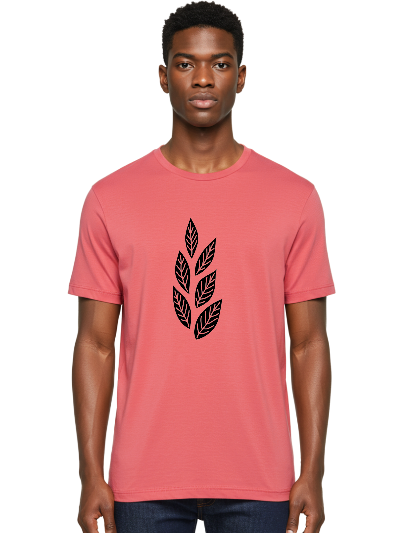 Leaf-Silhouette Men'S Graphic Tee, 100% Cotton, Comfortable Casual Summer Wear, Machine Washable, Black Leaves, Leaf Pattern, Leaf Design, Foliage, Nature-Inspired Graphics, Leafy Motif, Simple Shapes, Minimalist Art Aac219 18