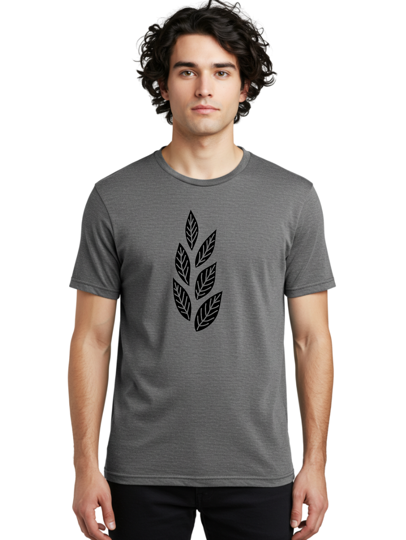 Leaf-Silhouette Men'S Graphic Tee, 100% Cotton, Comfortable Casual Summer Wear, Machine Washable, Black Leaves, Leaf Pattern, Leaf Design, Foliage, Nature-Inspired Graphics, Leafy Motif, Simple Shapes, Minimalist Art Aac219 8