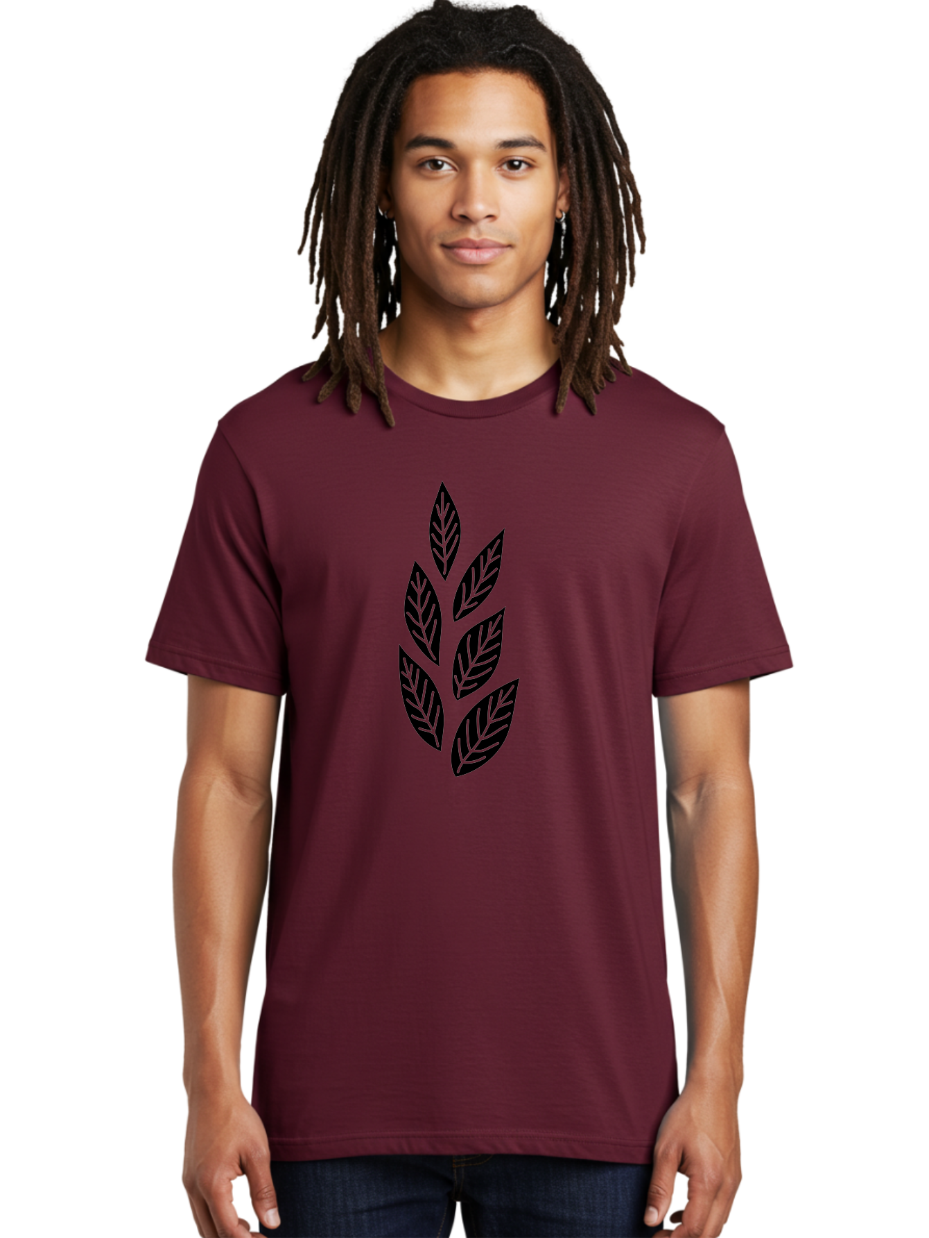 Leaf-Silhouette Men'S Graphic Tee, 100% Cotton, Comfortable Casual Summer Wear, Machine Washable, Black Leaves, Leaf Pattern, Leaf Design, Foliage, Nature-Inspired Graphics, Leafy Motif, Simple Shapes, Minimalist Art Aac219 6