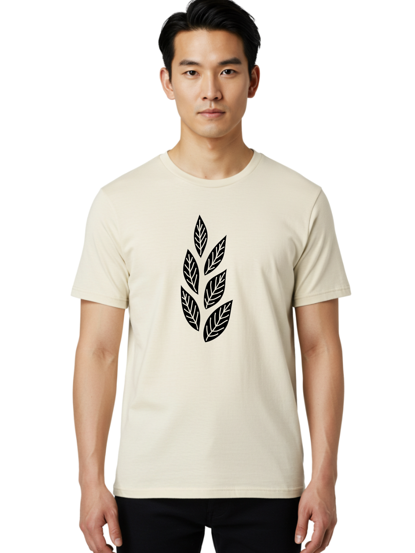 Leaf-Silhouette Men'S Graphic Tee, 100% Cotton, Comfortable Casual Summer Wear, Machine Washable, Black Leaves, Leaf Pattern, Leaf Design, Foliage, Nature-Inspired Graphics, Leafy Motif, Simple Shapes, Minimalist Art Aac219 16