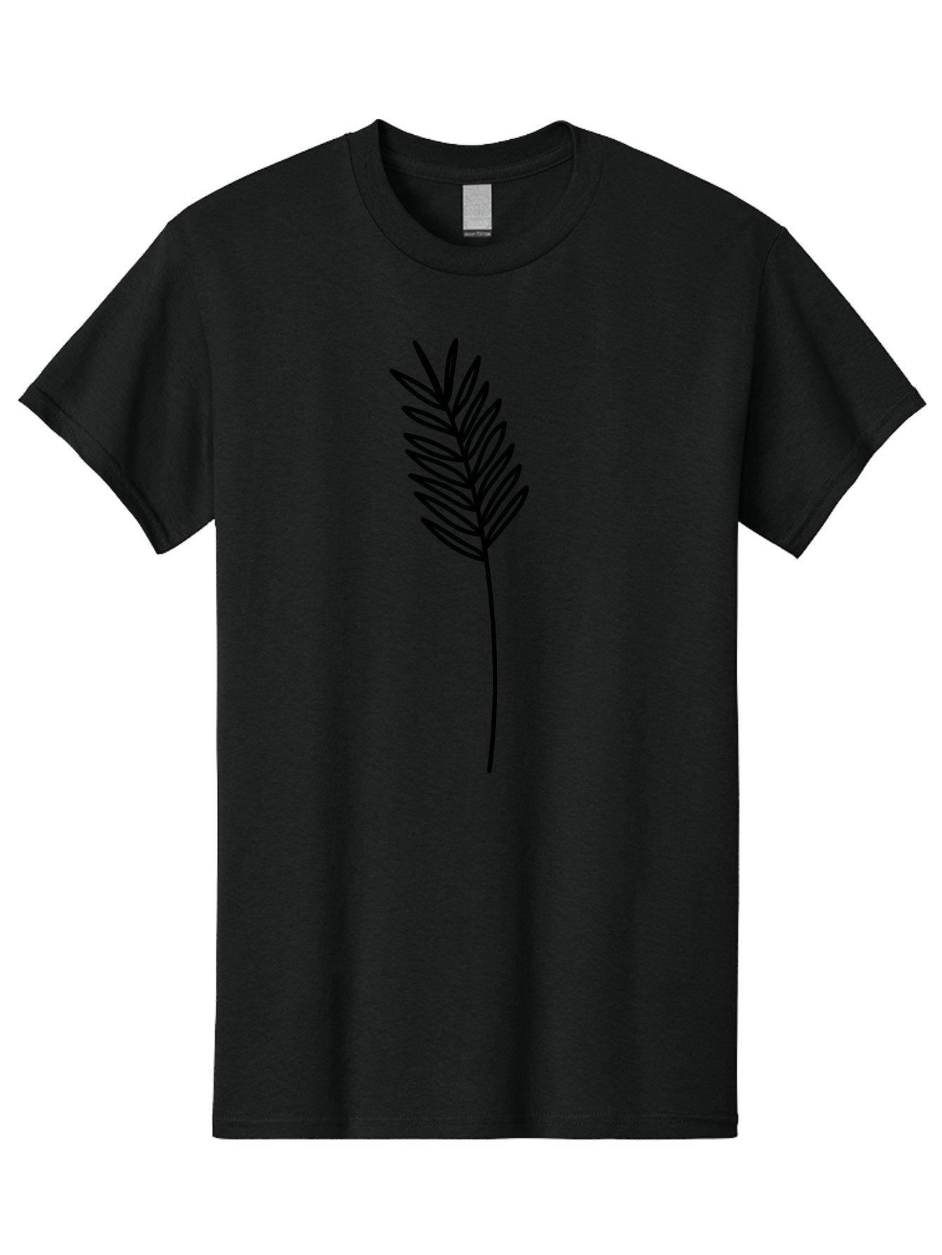 Leaf Men'S Graphic Tee, 100% Cotton, Comfortable Casual Summer Wear, Machine Washable, Palm Frond, Simple Illustration, Minimalist Design, Vector Graphic, Black Outline, Foliage, Tropical Leaf, Botanical Art, Leafy Branch, Modern Iconography Aac220 11
