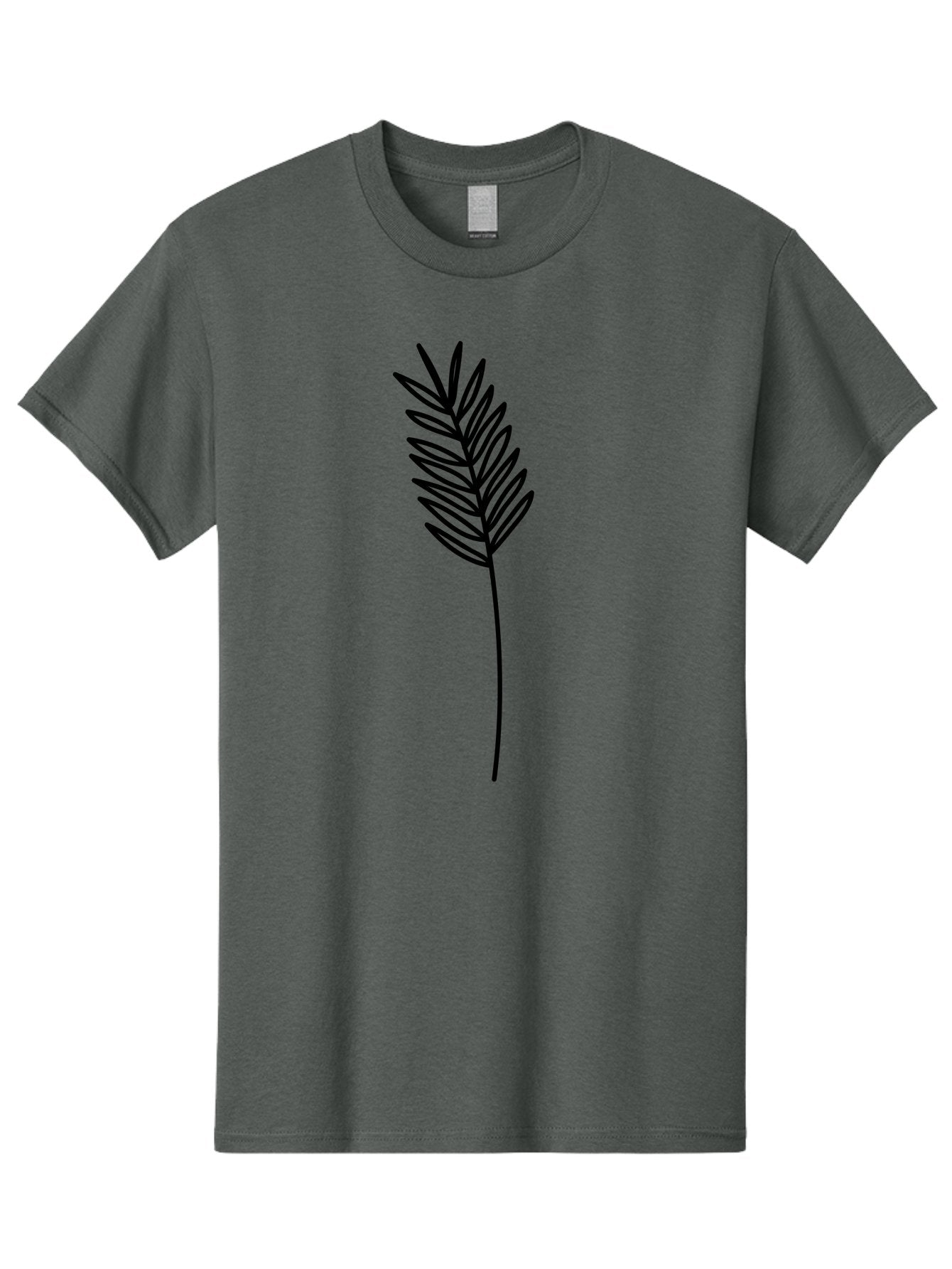 Leaf Men'S Graphic Tee, 100% Cotton, Comfortable Casual Summer Wear, Machine Washable, Palm Frond, Simple Illustration, Minimalist Design, Vector Graphic, Black Outline, Foliage, Tropical Leaf, Botanical Art, Leafy Branch, Modern Iconography Aac220 4