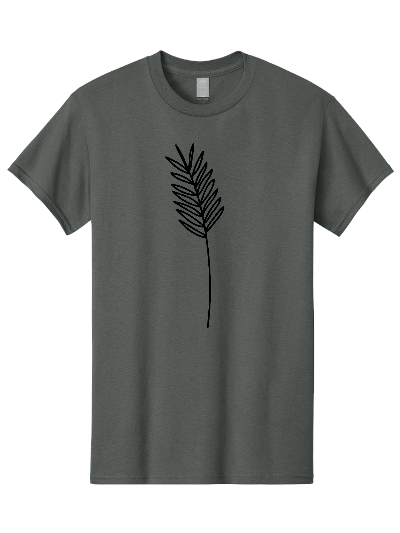 Leaf Men'S Graphic Tee, 100% Cotton, Comfortable Casual Summer Wear, Machine Washable, Palm Frond, Simple Illustration, Minimalist Design, Vector Graphic, Black Outline, Foliage, Tropical Leaf, Botanical Art, Leafy Branch, Modern Iconography Aac220 23