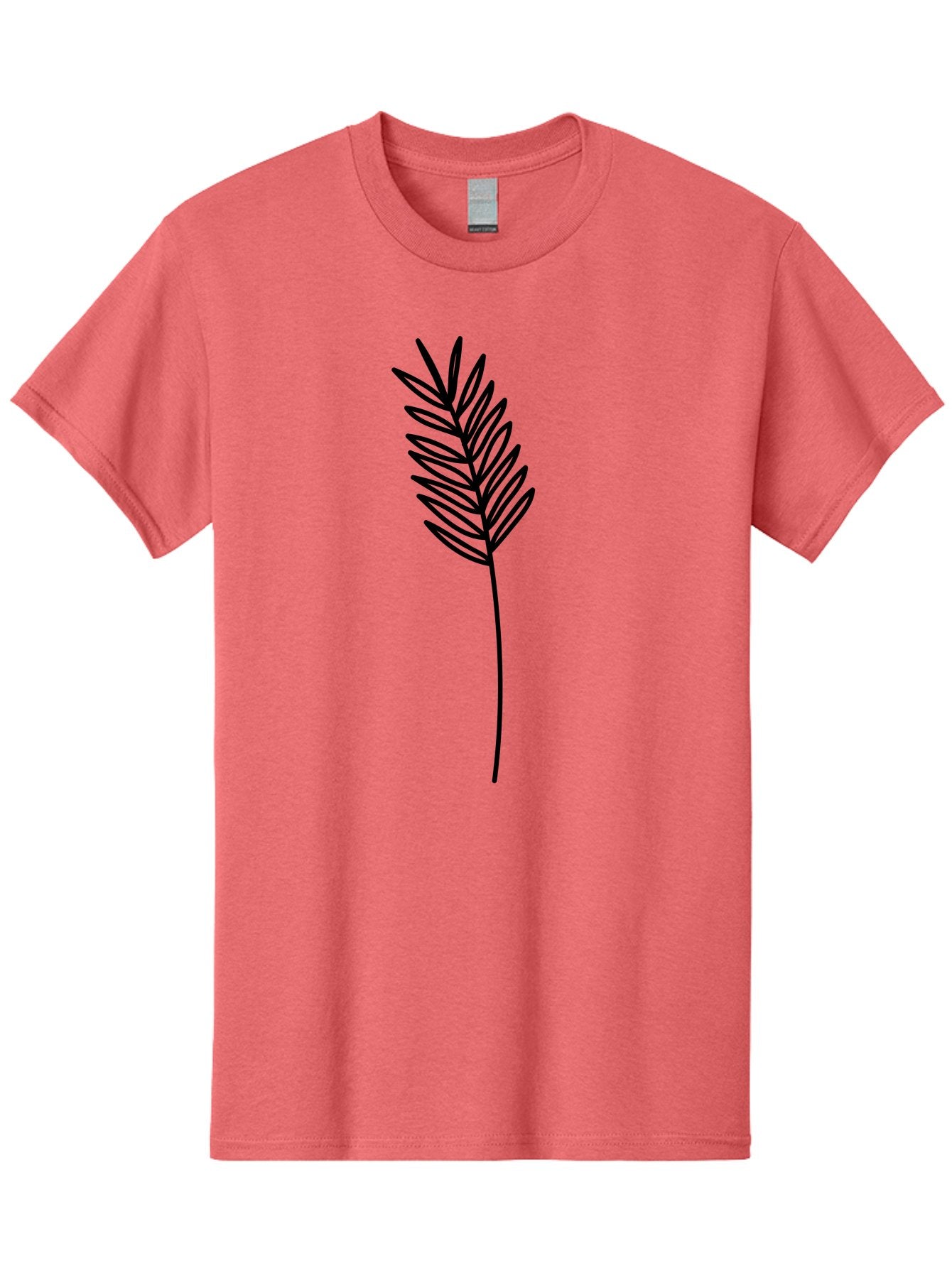 Leaf Men'S Graphic Tee, 100% Cotton, Comfortable Casual Summer Wear, Machine Washable, Palm Frond, Simple Illustration, Minimalist Design, Vector Graphic, Black Outline, Foliage, Tropical Leaf, Botanical Art, Leafy Branch, Modern Iconography Aac220 6