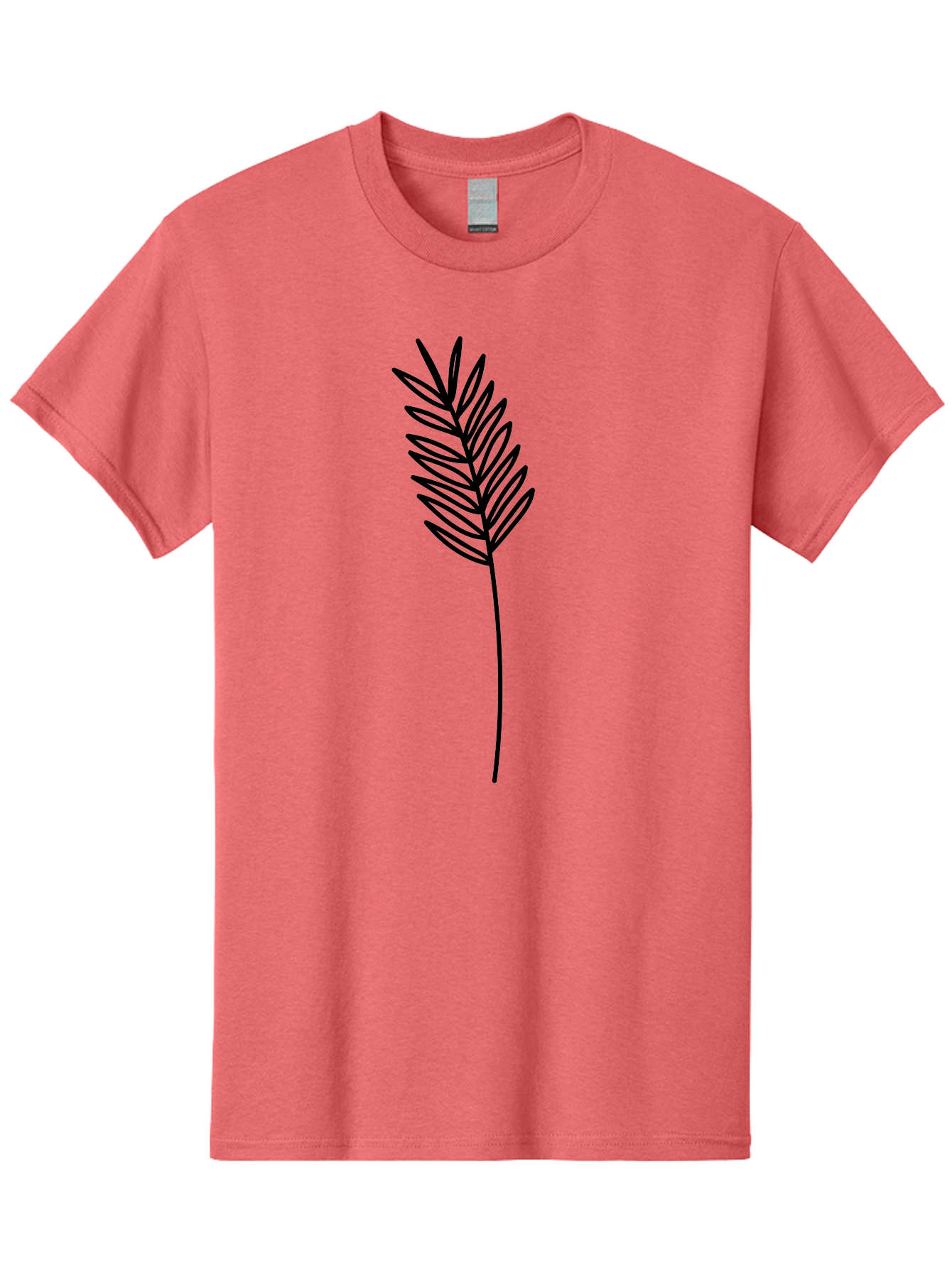 Leaf Men'S Graphic Tee, 100% Cotton, Comfortable Casual Summer Wear, Machine Washable, Palm Frond, Simple Illustration, Minimalist Design, Vector Graphic, Black Outline, Foliage, Tropical Leaf, Botanical Art, Leafy Branch, Modern Iconography Aac220 13