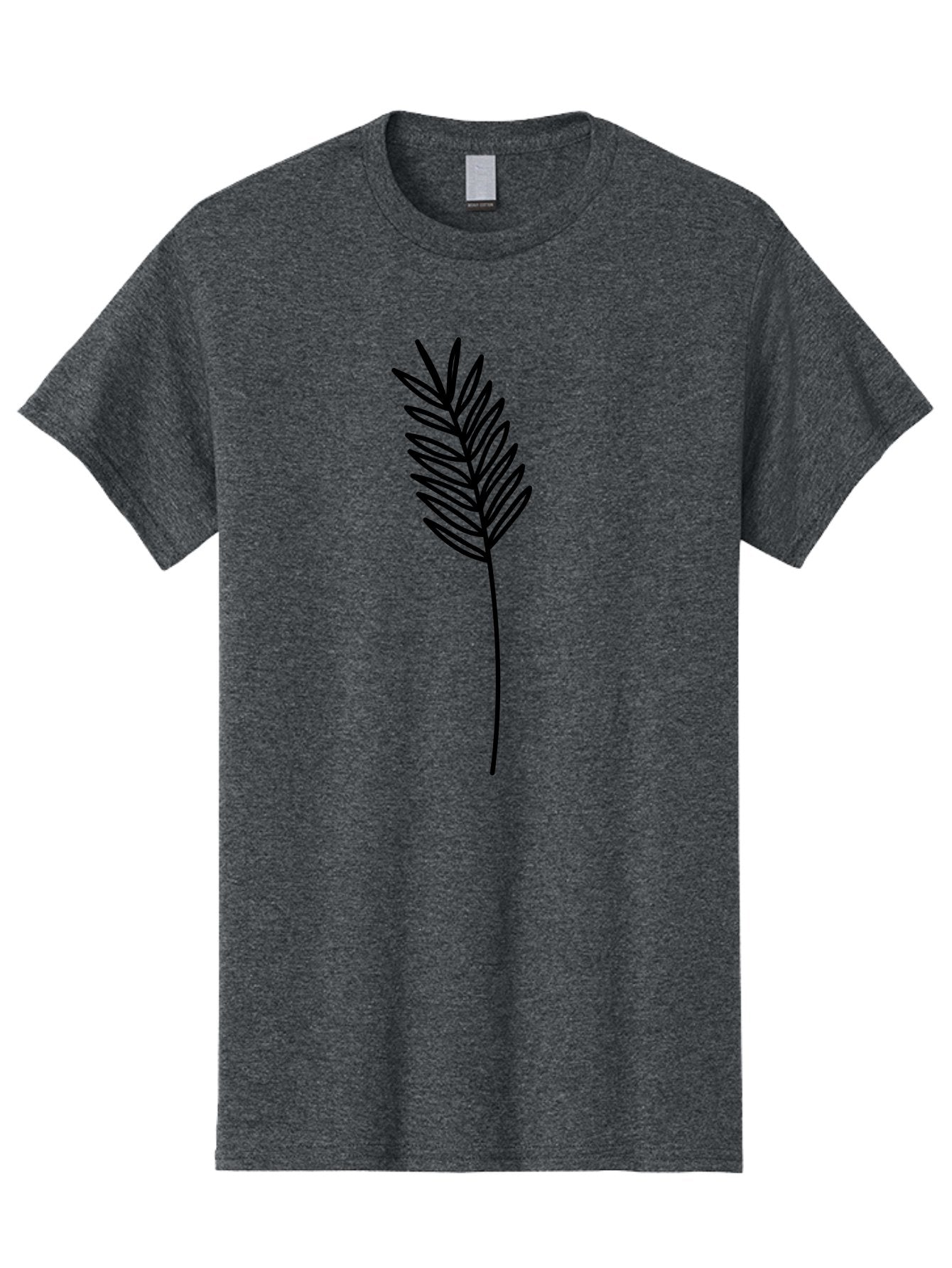 Leaf Men'S Graphic Tee, 100% Cotton, Comfortable Casual Summer Wear, Machine Washable, Palm Frond, Simple Illustration, Minimalist Design, Vector Graphic, Black Outline, Foliage, Tropical Leaf, Botanical Art, Leafy Branch, Modern Iconography Aac220 12