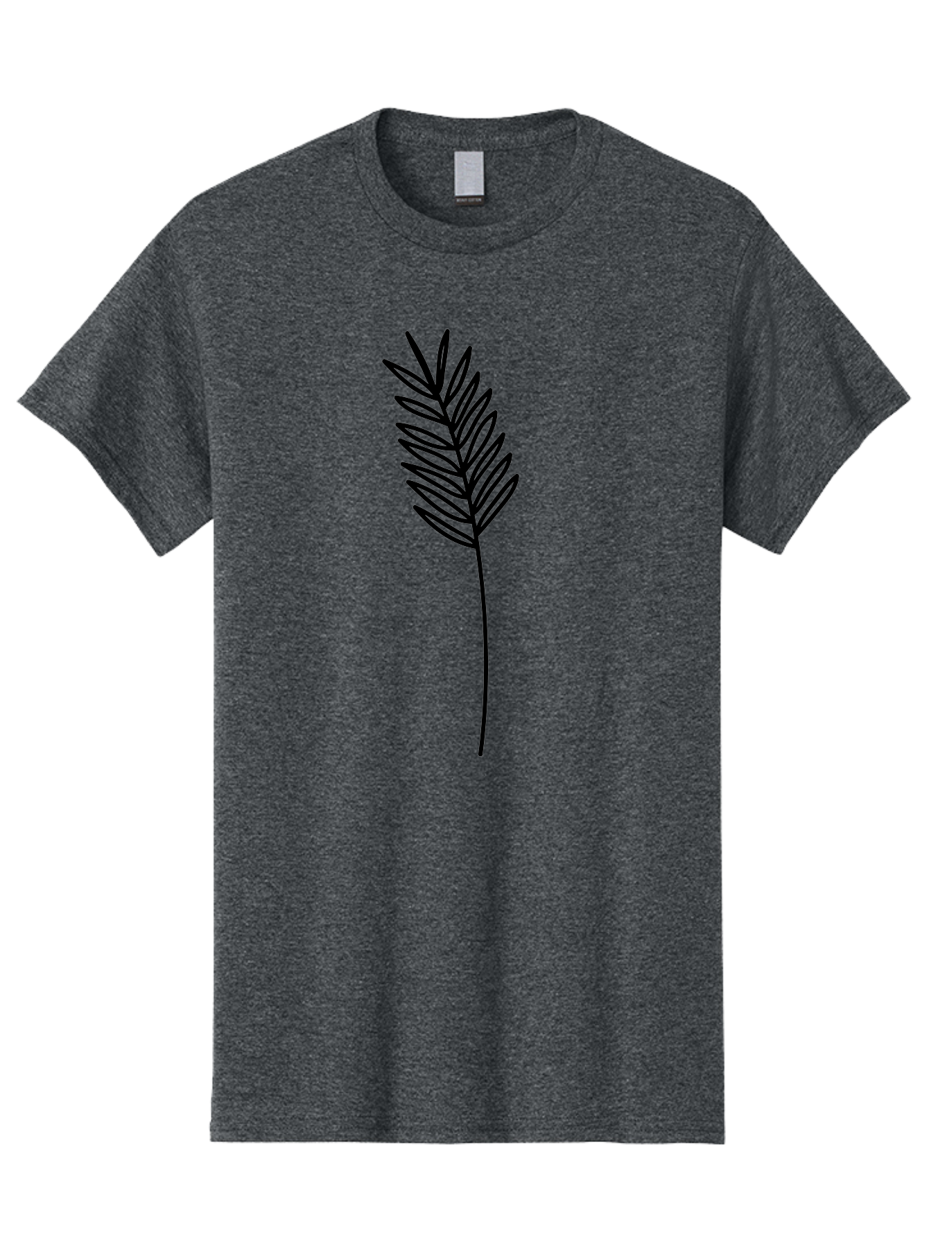Leaf Men'S Graphic Tee, 100% Cotton, Comfortable Casual Summer Wear, Machine Washable, Palm Frond, Simple Illustration, Minimalist Design, Vector Graphic, Black Outline, Foliage, Tropical Leaf, Botanical Art, Leafy Branch, Modern Iconography Aac220 5