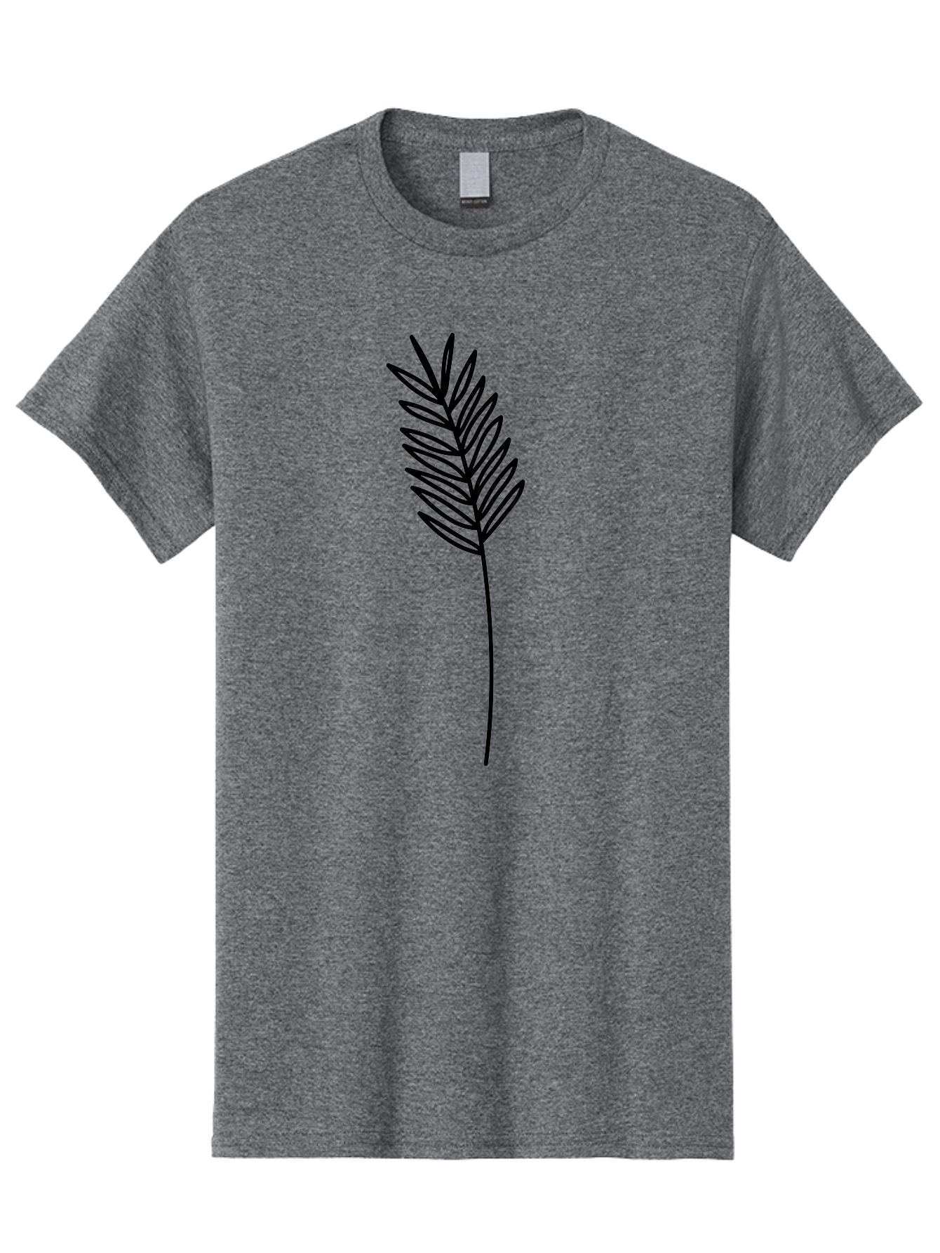 Leaf Men'S Graphic Tee, 100% Cotton, Comfortable Casual Summer Wear, Machine Washable, Palm Frond, Simple Illustration, Minimalist Design, Vector Graphic, Black Outline, Foliage, Tropical Leaf, Botanical Art, Leafy Branch, Modern Iconography Aac220 21