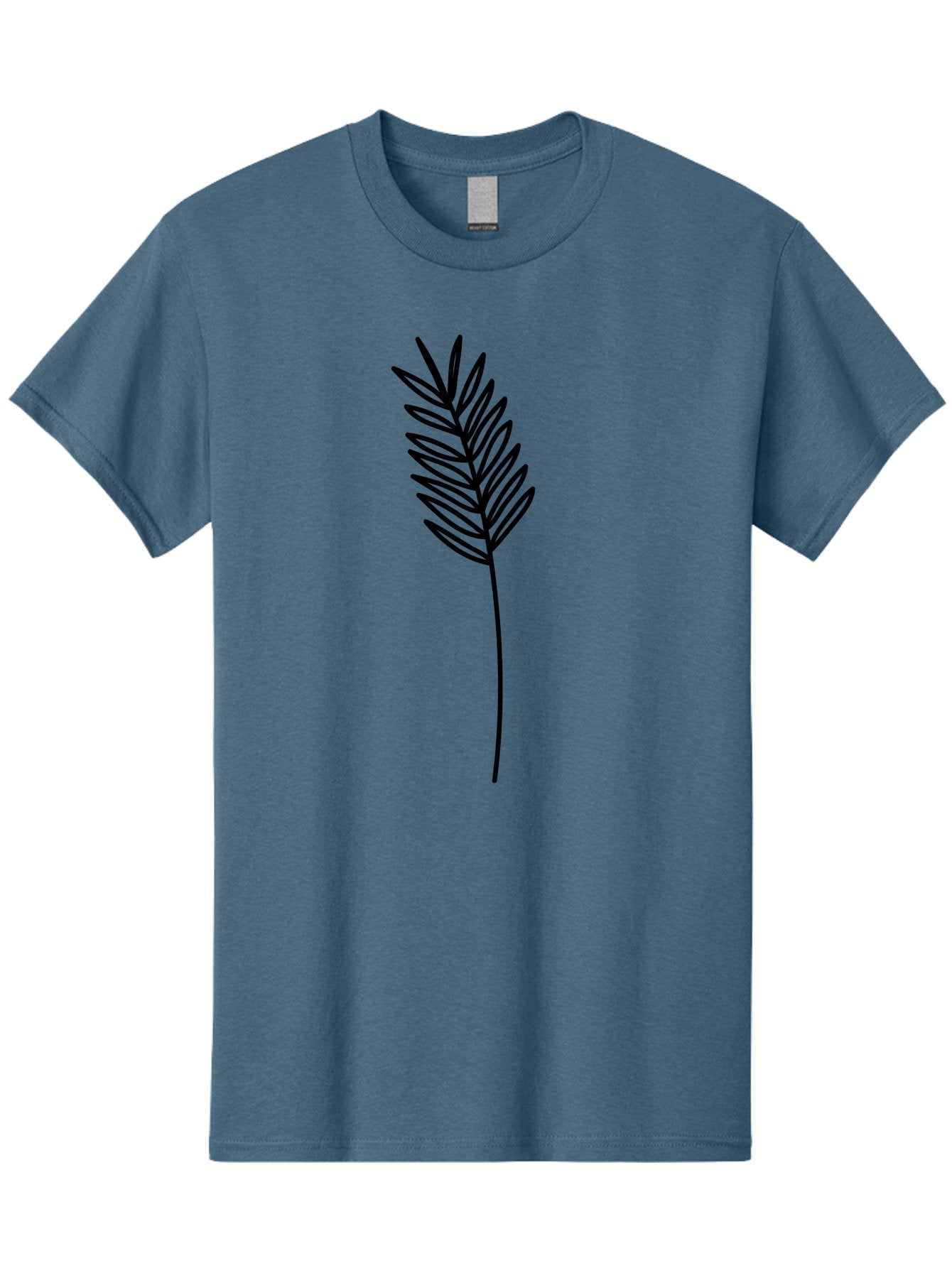 Leaf Men'S Graphic Tee, 100% Cotton, Comfortable Casual Summer Wear, Machine Washable, Palm Frond, Simple Illustration, Minimalist Design, Vector Graphic, Black Outline, Foliage, Tropical Leaf, Botanical Art, Leafy Branch, Modern Iconography Aac220 5