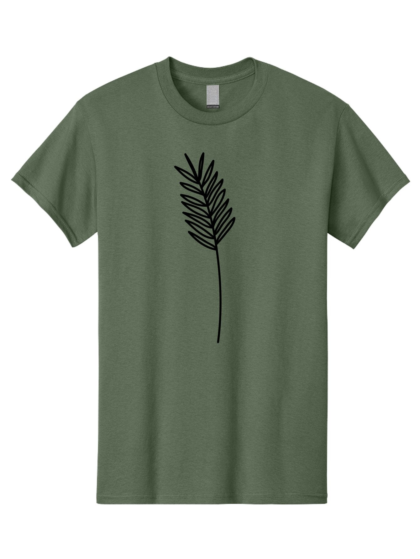 Leaf Men'S Graphic Tee, 100% Cotton, Comfortable Casual Summer Wear, Machine Washable, Palm Frond, Simple Illustration, Minimalist Design, Vector Graphic, Black Outline, Foliage, Tropical Leaf, Botanical Art, Leafy Branch, Modern Iconography Aac220 3