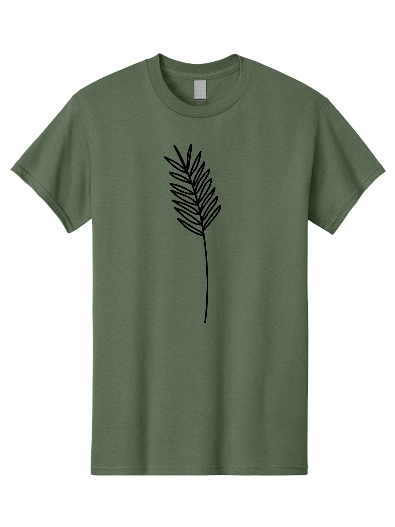 Leaf Men'S Graphic Tee, 100% Cotton, Comfortable Casual Summer Wear, Machine Washable, Palm Frond, Simple Illustration, Minimalist Design, Vector Graphic, Black Outline, Foliage, Tropical Leaf, Botanical Art, Leafy Branch, Modern Iconography Aac220 17