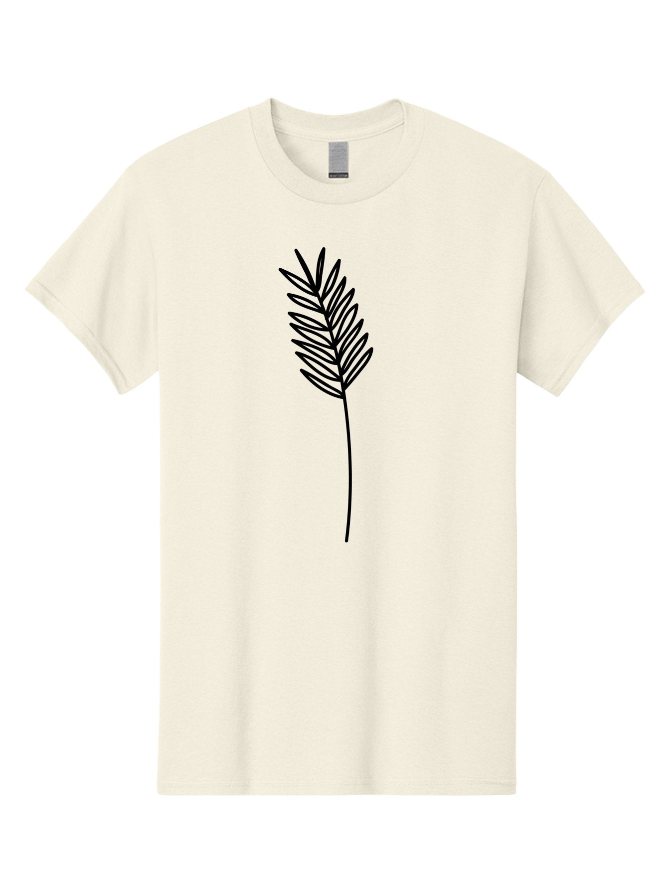 Leaf Men'S Graphic Tee, 100% Cotton, Comfortable Casual Summer Wear, Machine Washable, Palm Frond, Simple Illustration, Minimalist Design, Vector Graphic, Black Outline, Foliage, Tropical Leaf, Botanical Art, Leafy Branch, Modern Iconography Aac220 13