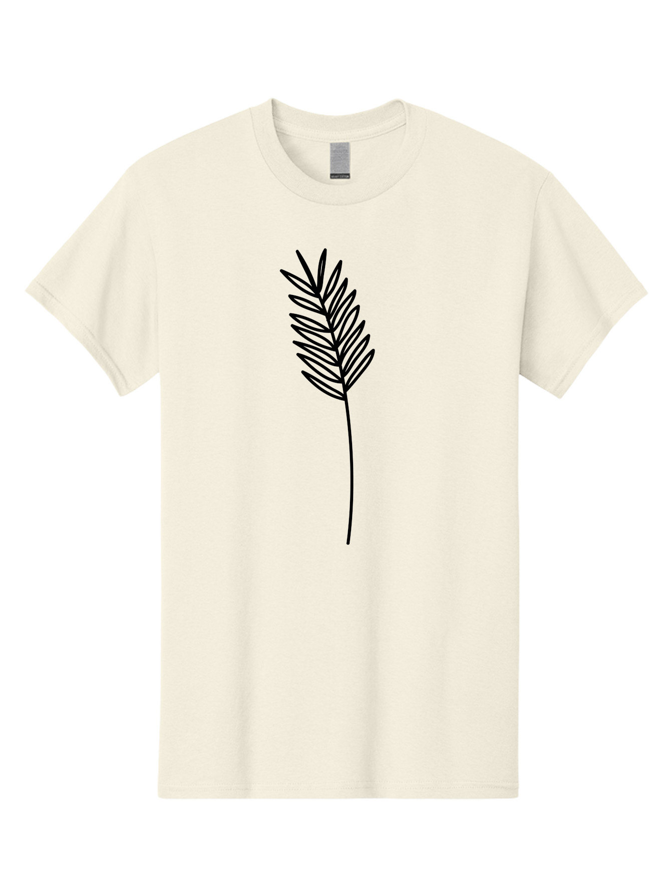 Leaf Men'S Graphic Tee, 100% Cotton, Comfortable Casual Summer Wear, Machine Washable, Palm Frond, Simple Illustration, Minimalist Design, Vector Graphic, Black Outline, Foliage, Tropical Leaf, Botanical Art, Leafy Branch, Modern Iconography Aac220 29