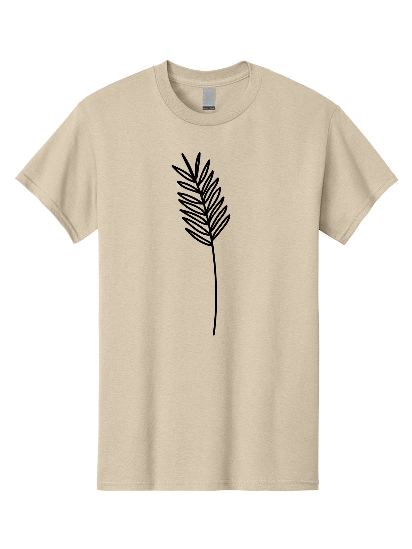 Leaf Men'S Graphic Tee, 100% Cotton, Comfortable Casual Summer Wear, Machine Washable, Palm Frond, Simple Illustration, Minimalist Design, Vector Graphic, Black Outline, Foliage, Tropical Leaf, Botanical Art, Leafy Branch, Modern Iconography Aac220 7