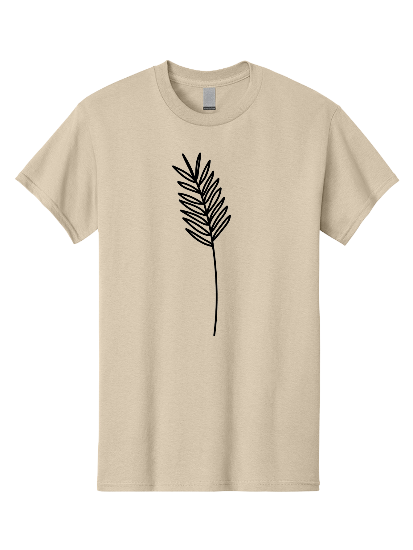 Leaf Men'S Graphic Tee, 100% Cotton, Comfortable Casual Summer Wear, Machine Washable, Palm Frond, Simple Illustration, Minimalist Design, Vector Graphic, Black Outline, Foliage, Tropical Leaf, Botanical Art, Leafy Branch, Modern Iconography Aac220 25