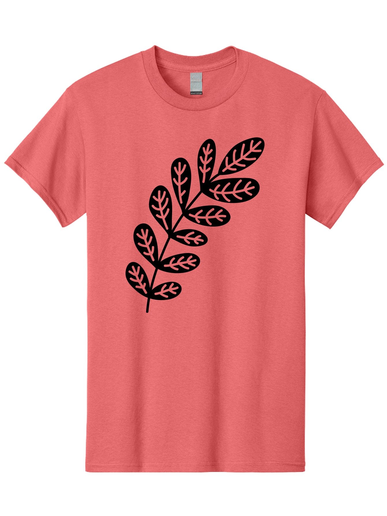 Leafy-Branch-1 Men'S Graphic Tee, 100% Cotton, Comfortable Casual Summer Wear, Machine Washable, Stylized Branch, Leaf Pattern, Modern Design, Abstract Art, Foliage Illustration, Minimalist Decor, Black Silhouettes, Leafy Theme Aac221