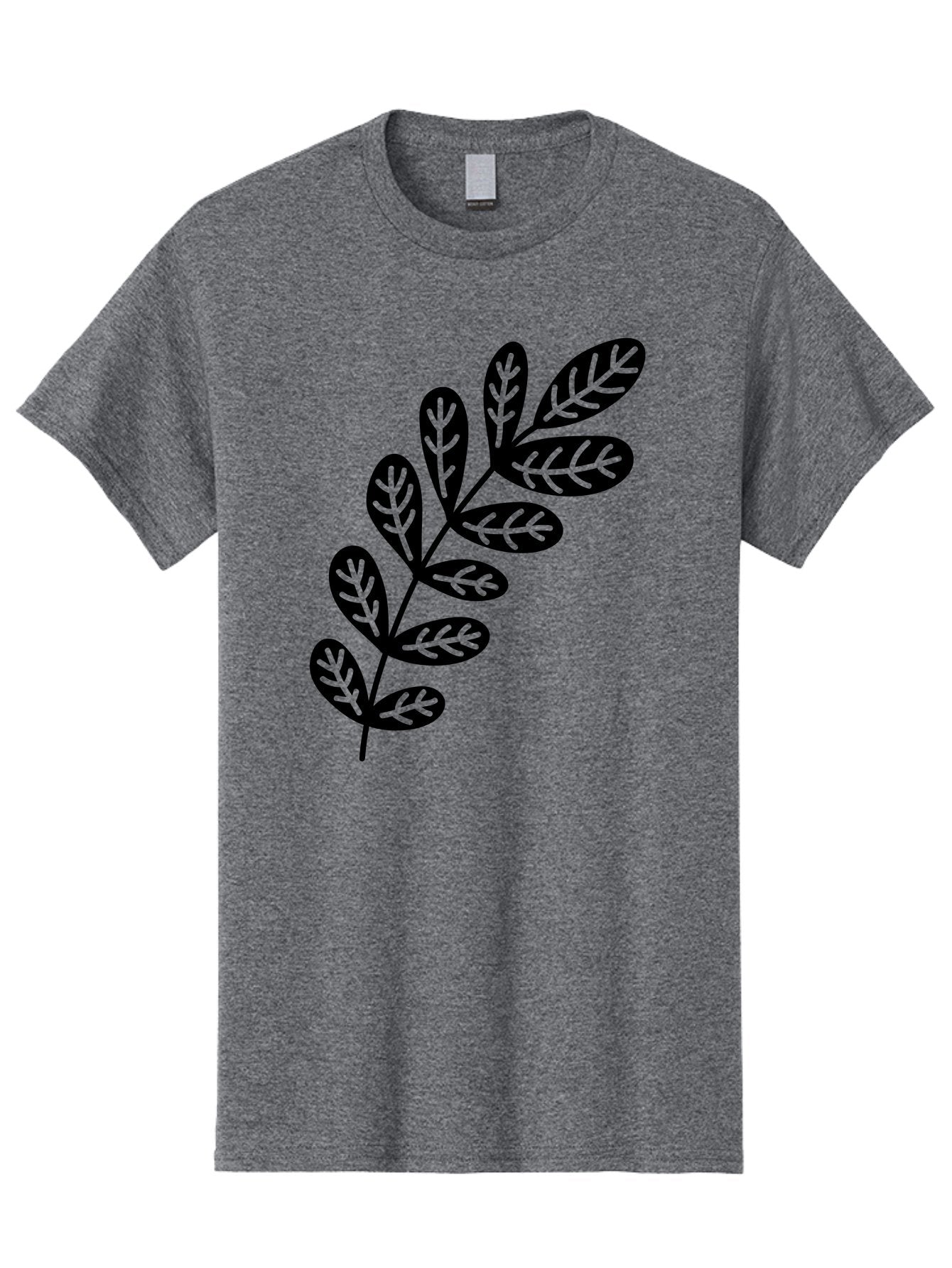 Leafy-Branch-1 Men'S Graphic Tee, 100% Cotton, Comfortable Casual Summer Wear, Machine Washable, Stylized Branch, Leaf Pattern, Modern Design, Abstract Art, Foliage Illustration, Minimalist Decor, Black Silhouettes, Leafy Theme Aac221