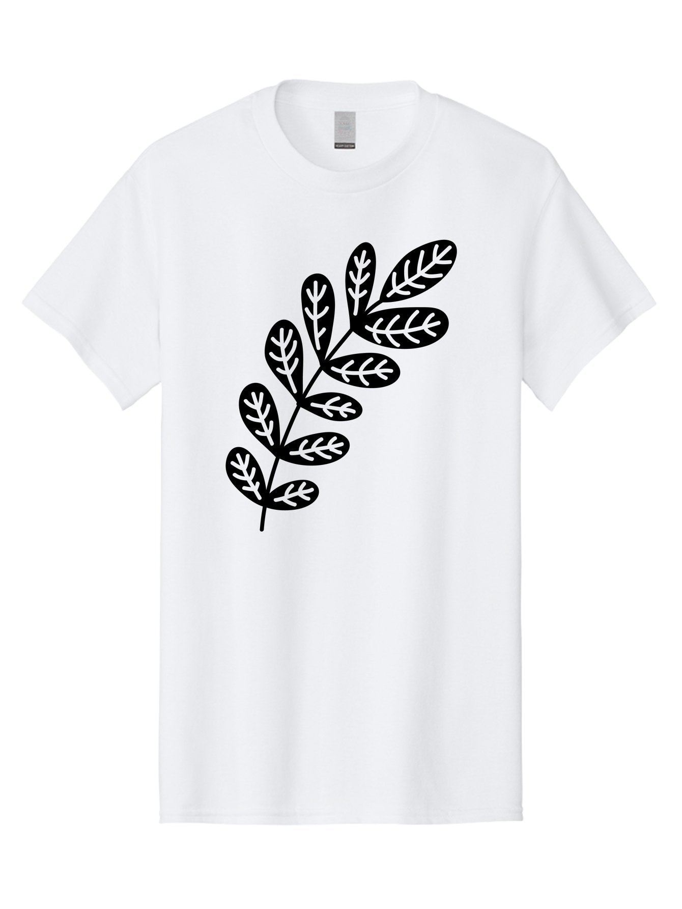 Leafy-Branch-1 Men'S Graphic Tee, 100% Cotton, Comfortable Casual Summer Wear, Machine Washable, Stylized Branch, Leaf Pattern, Modern Design, Abstract Art, Foliage Illustration, Minimalist Decor, Black Silhouettes, Leafy Theme Aac221 5