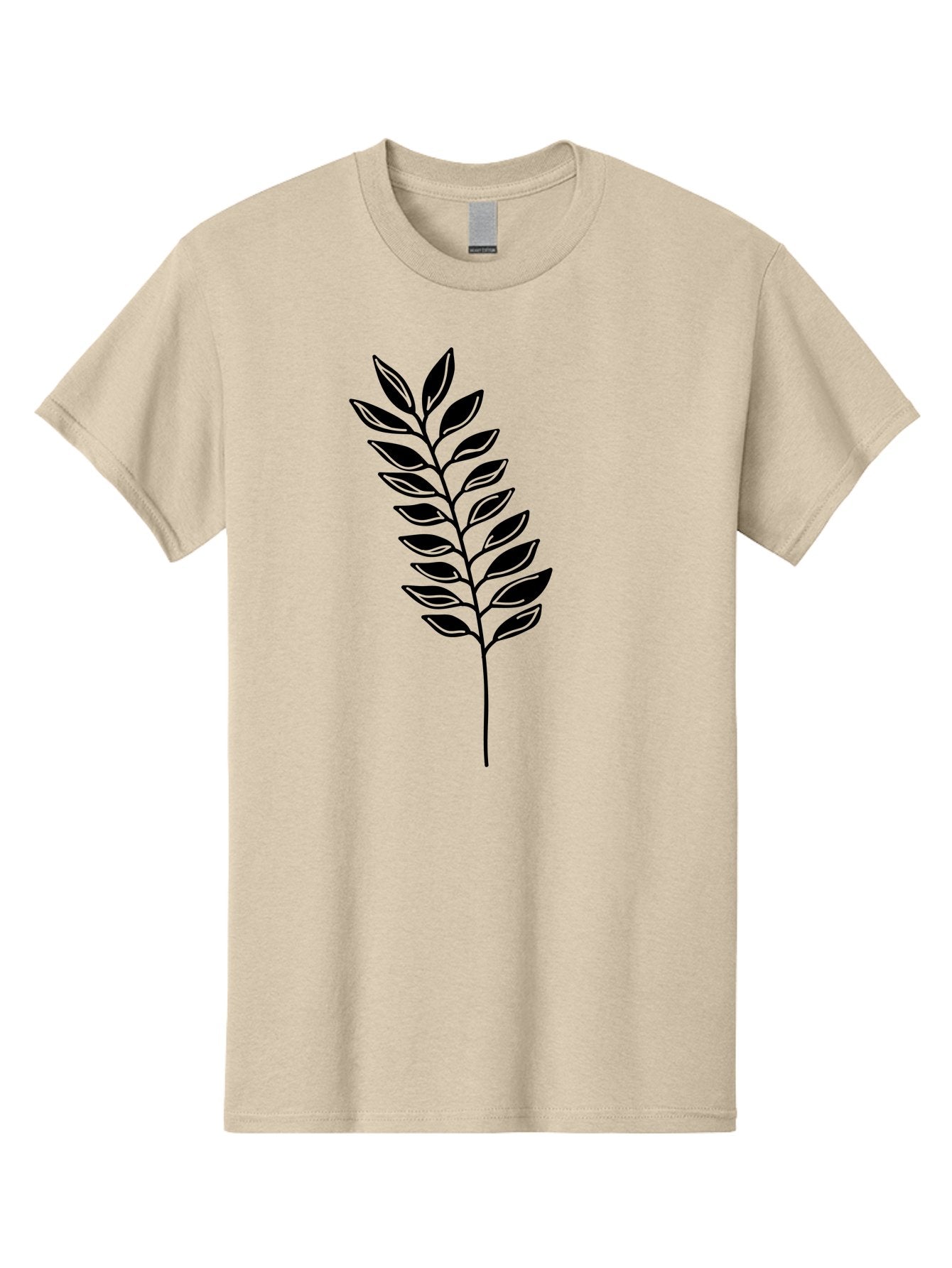 Leafy-Branch Men'S Graphic Tee, 100% Cotton, Comfortable Casual Summer Wear, Machine Washable, Simple Branch, Black Leaves, Leafy Stem, Minimalist Design, Nature-Inspired Art, Botanical Illustration, Eco-Friendly Theme Aac222