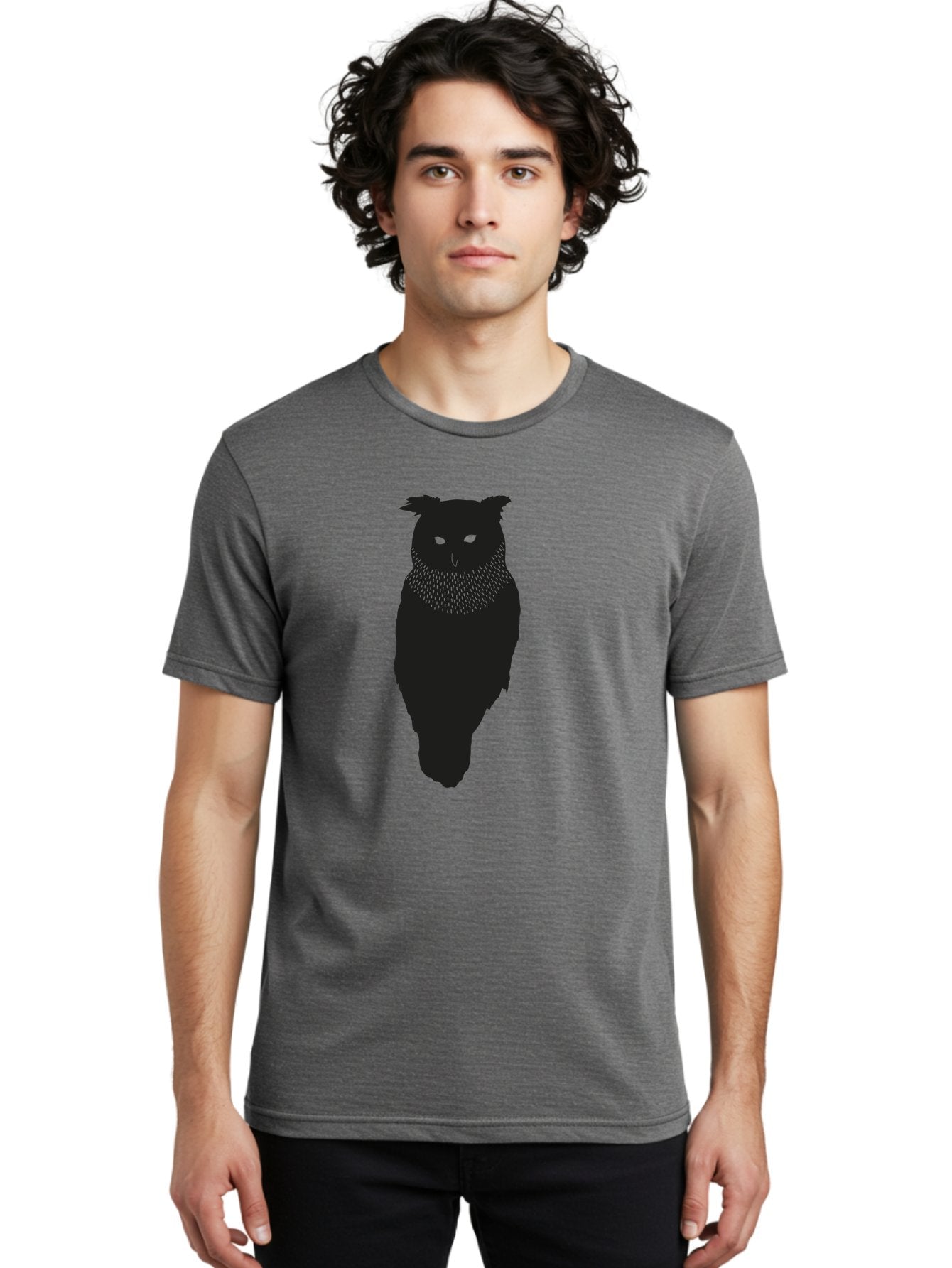 Owl-Silhouette Men'S Graphic Tee, 100% Cotton, Comfortable Casual Summer Wear, Machine Washable, Owl Silhouette, Black Owl, Glowing Eyes, Textured Feathers, Mysterious Animal, Nocturnal Bird, Wildlife Illustration, Symbolic Creature, Dark Art Aac224 18