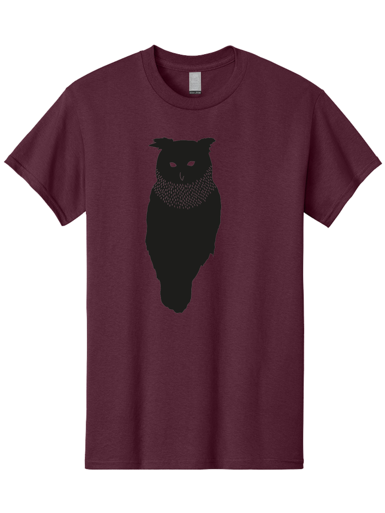 Owl-Silhouette Men'S Graphic Tee, 100% Cotton, Comfortable Casual Summer Wear, Machine Washable, Owl Silhouette, Black Owl, Glowing Eyes, Textured Feathers, Mysterious Animal, Nocturnal Bird, Wildlife Illustration, Symbolic Creature, Dark Art Aac224