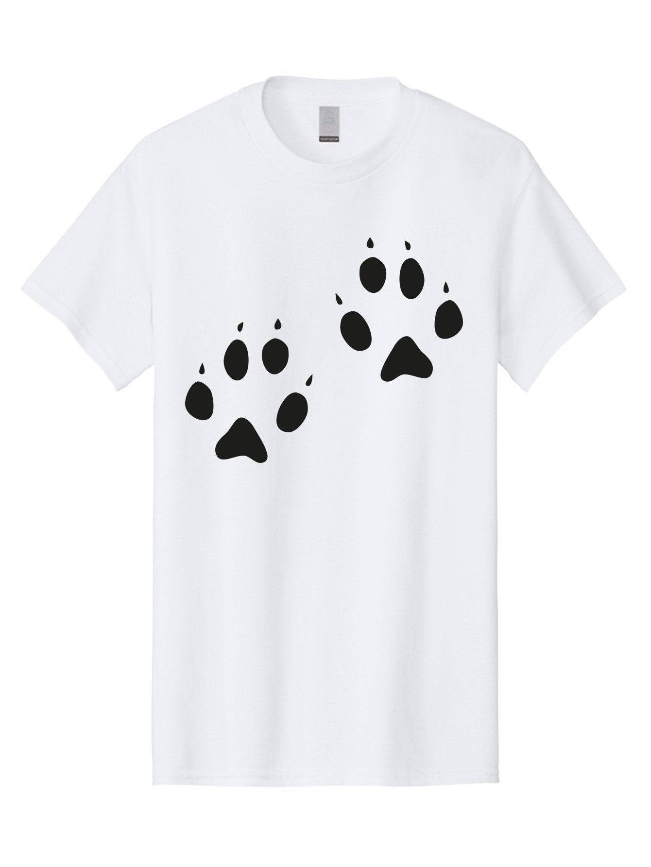 Paw-Prints Men'S Graphic Tee, 100% Cotton, Comfortable Casual Summer Wear, Machine Washable, Cat Paw Prints, Animal Tracks, Paw Print Design, Black Silhouettes, Simple Graphics, Vector Graphics, Pet Theme, Feline Footprints Aac225 3