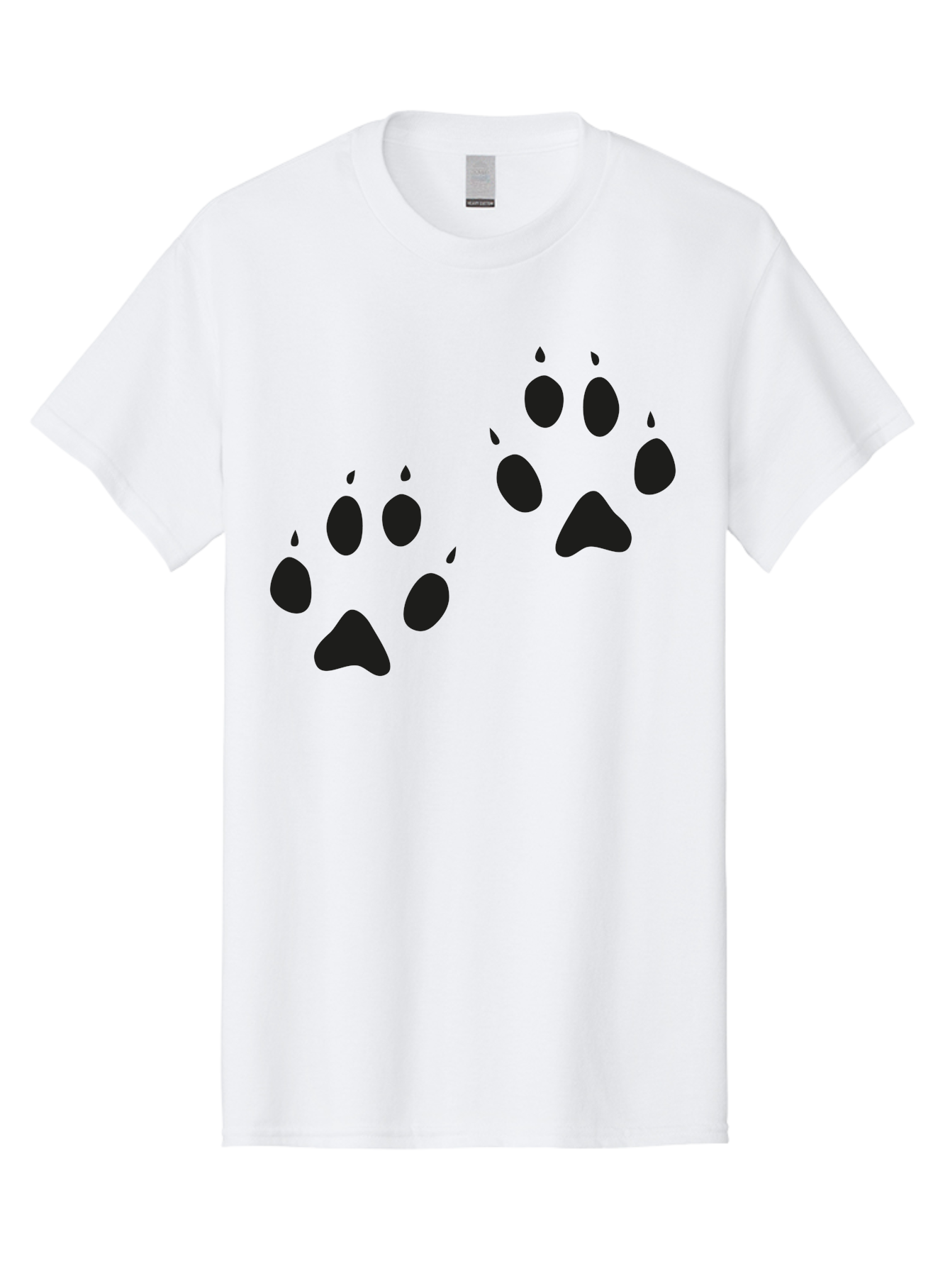 Paw-Prints Men'S Graphic Tee, 100% Cotton, Comfortable Casual Summer Wear, Machine Washable, Cat Paw Prints, Animal Tracks, Paw Print Design, Black Silhouettes, Simple Graphics, Vector Graphics, Pet Theme, Feline Footprints Aac225 17