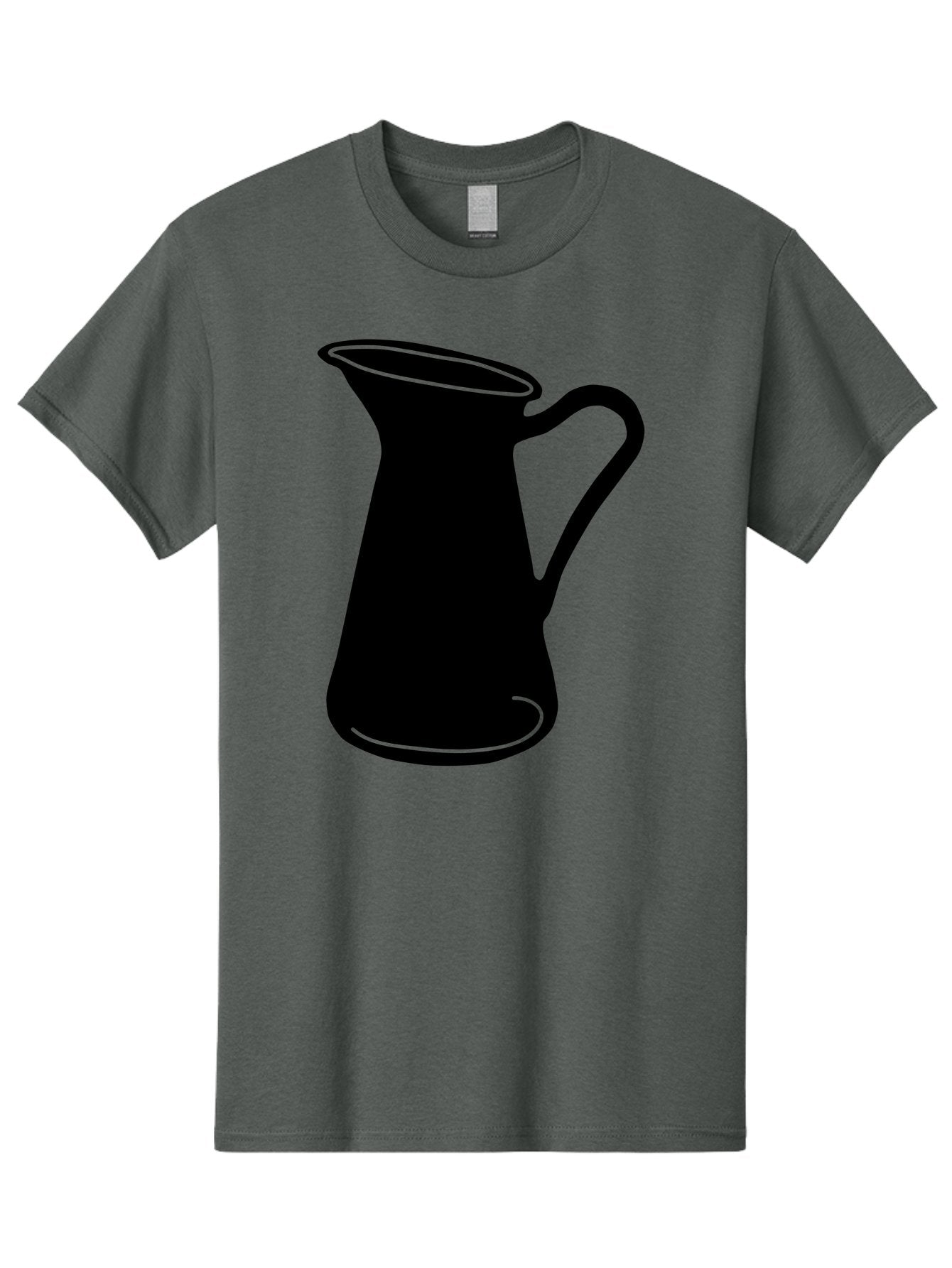 Pitcher Men'S Graphic Tee, 100% Cotton, Comfortable Casual Summer Wear, Machine Washable, Pitcher Silhouette, Minimalist Design, Coffee Pitcher, Jug, Single Handle, Simple Shape, Modern Illustration, Black And Green Aac226 10