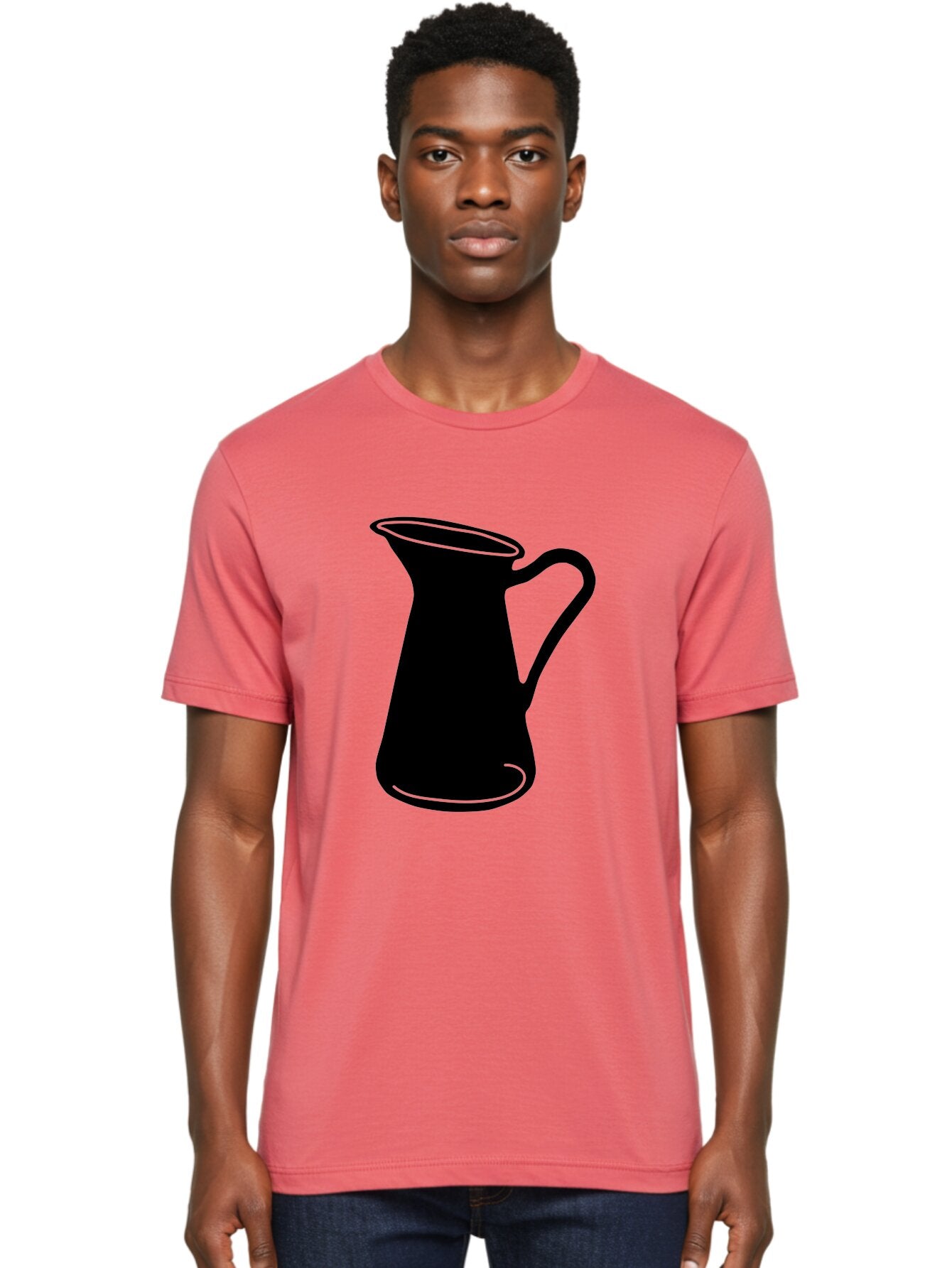 Pitcher Men'S Graphic Tee, 100% Cotton, Comfortable Casual Summer Wear, Machine Washable, Pitcher Silhouette, Minimalist Design, Coffee Pitcher, Jug, Single Handle, Simple Shape, Modern Illustration, Black And Green Aac226 21