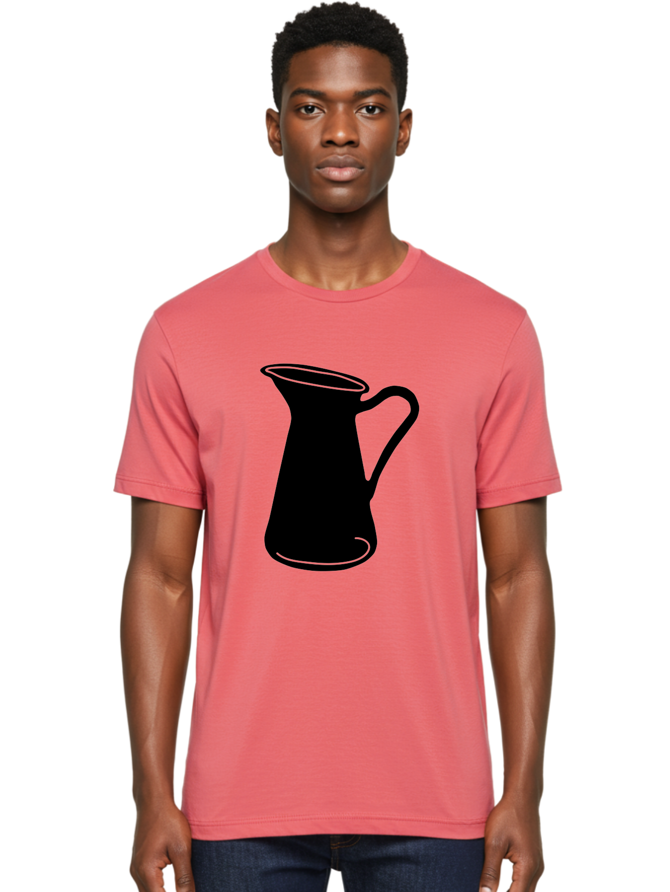 Pitcher Men'S Graphic Tee, 100% Cotton, Comfortable Casual Summer Wear, Machine Washable, Pitcher Silhouette, Minimalist Design, Coffee Pitcher, Jug, Single Handle, Simple Shape, Modern Illustration, Black And Green Aac226 20