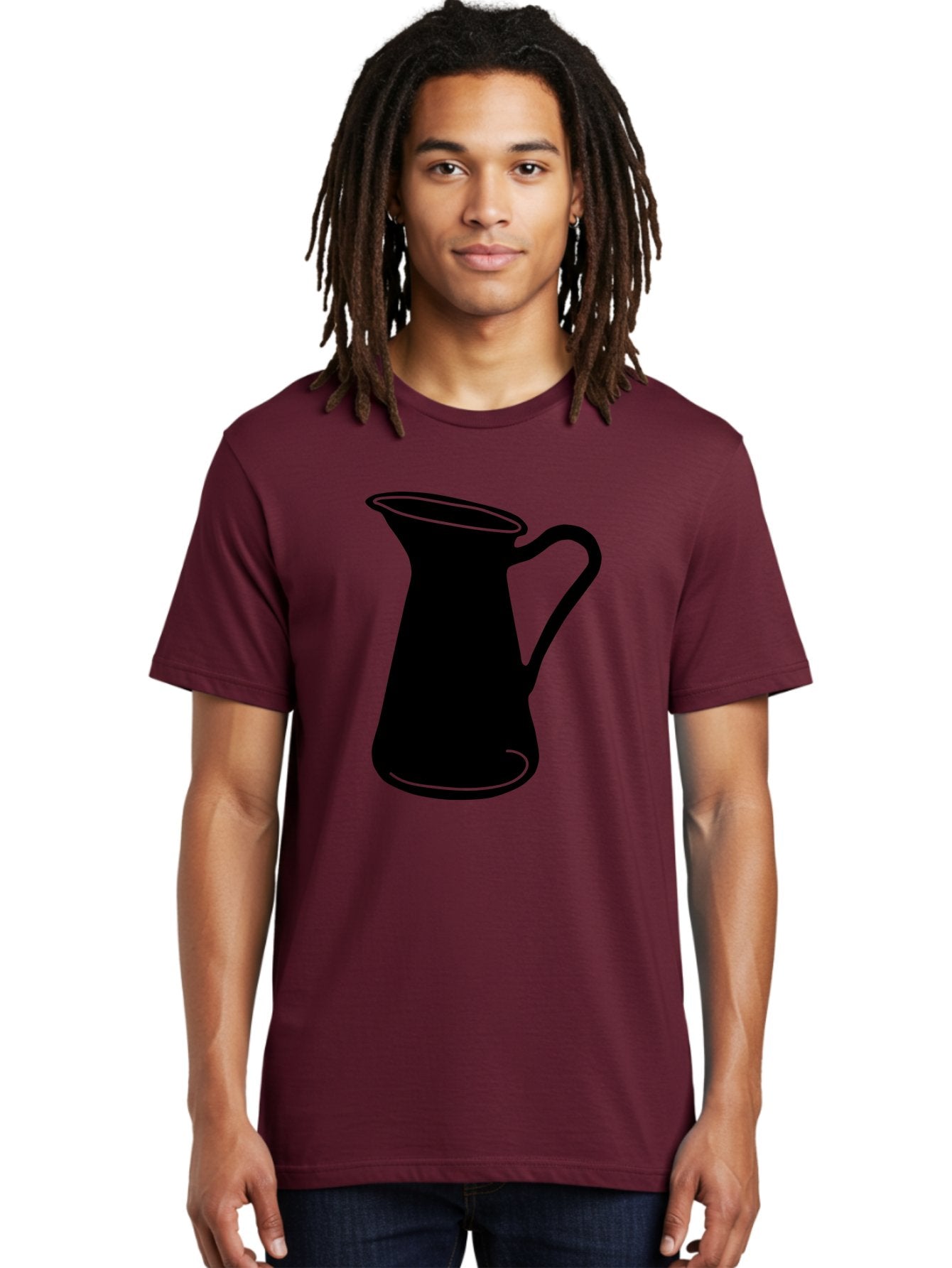 Pitcher Men'S Graphic Tee, 100% Cotton, Comfortable Casual Summer Wear, Machine Washable, Pitcher Silhouette, Minimalist Design, Coffee Pitcher, Jug, Single Handle, Simple Shape, Modern Illustration, Black And Green Aac226 29