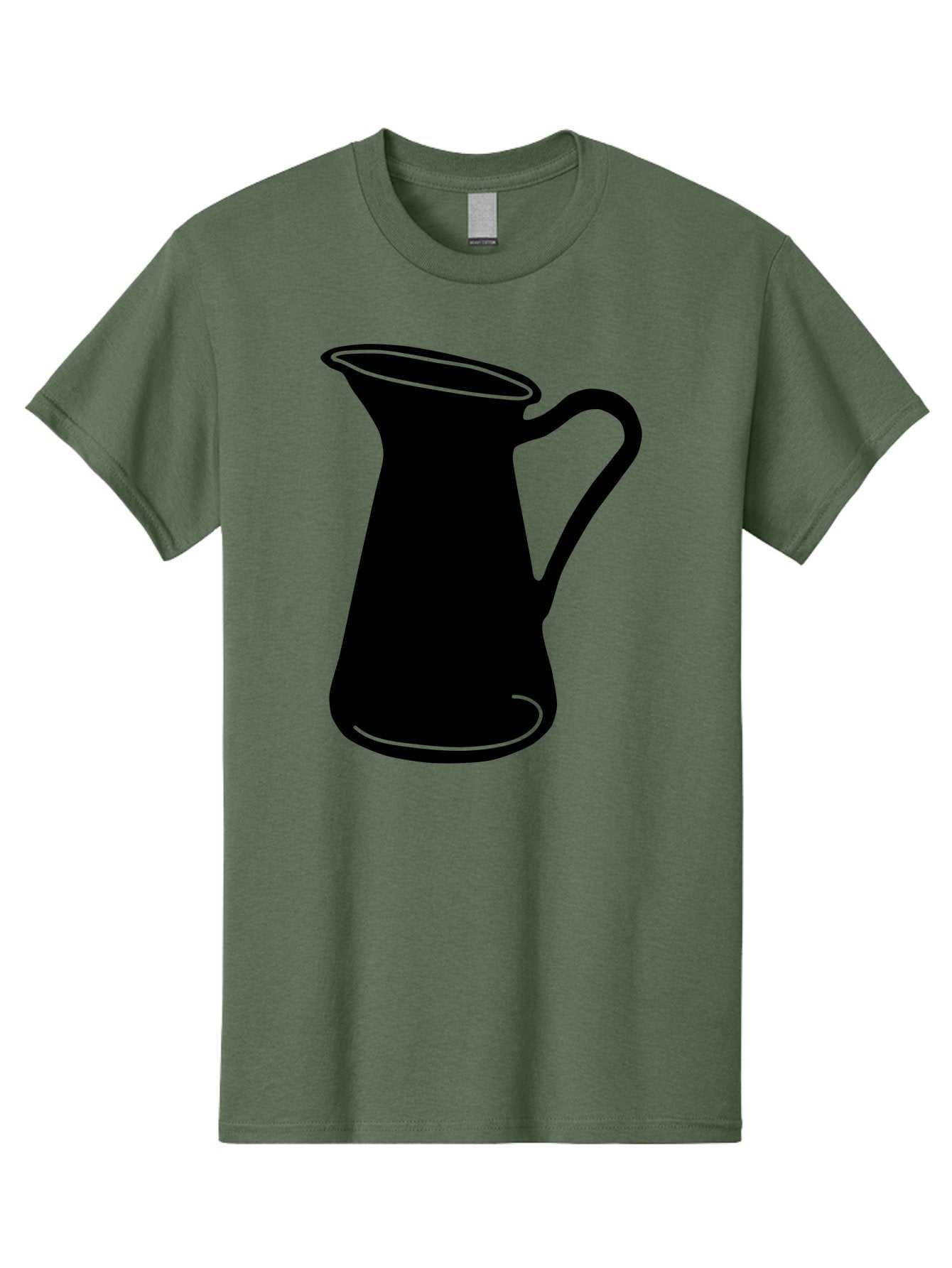 Pitcher Men'S Graphic Tee, 100% Cotton, Comfortable Casual Summer Wear, Machine Washable, Pitcher Silhouette, Minimalist Design, Coffee Pitcher, Jug, Single Handle, Simple Shape, Modern Illustration, Black And Green Aac226 8