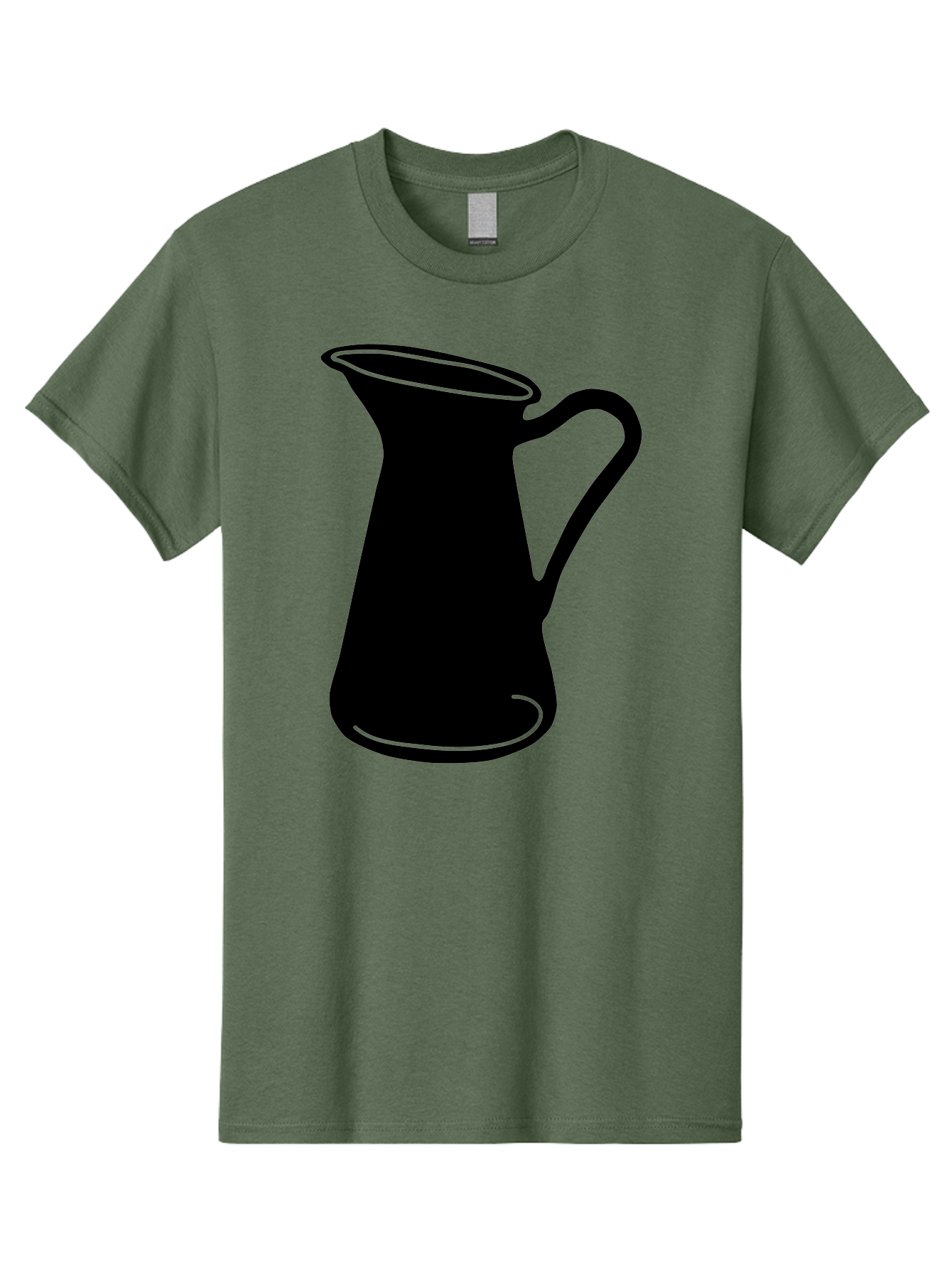 Pitcher Men'S Graphic Tee, 100% Cotton, Comfortable Casual Summer Wear, Machine Washable, Pitcher Silhouette, Minimalist Design, Coffee Pitcher, Jug, Single Handle, Simple Shape, Modern Illustration, Black And Green Aac226 11