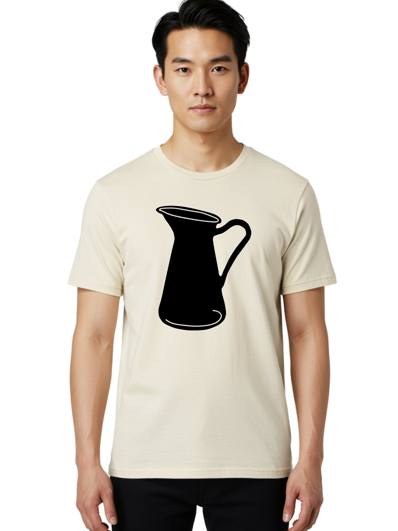 Pitcher Men'S Graphic Tee, 100% Cotton, Comfortable Casual Summer Wear, Machine Washable, Pitcher Silhouette, Minimalist Design, Coffee Pitcher, Jug, Single Handle, Simple Shape, Modern Illustration, Black And Green Aac226 27