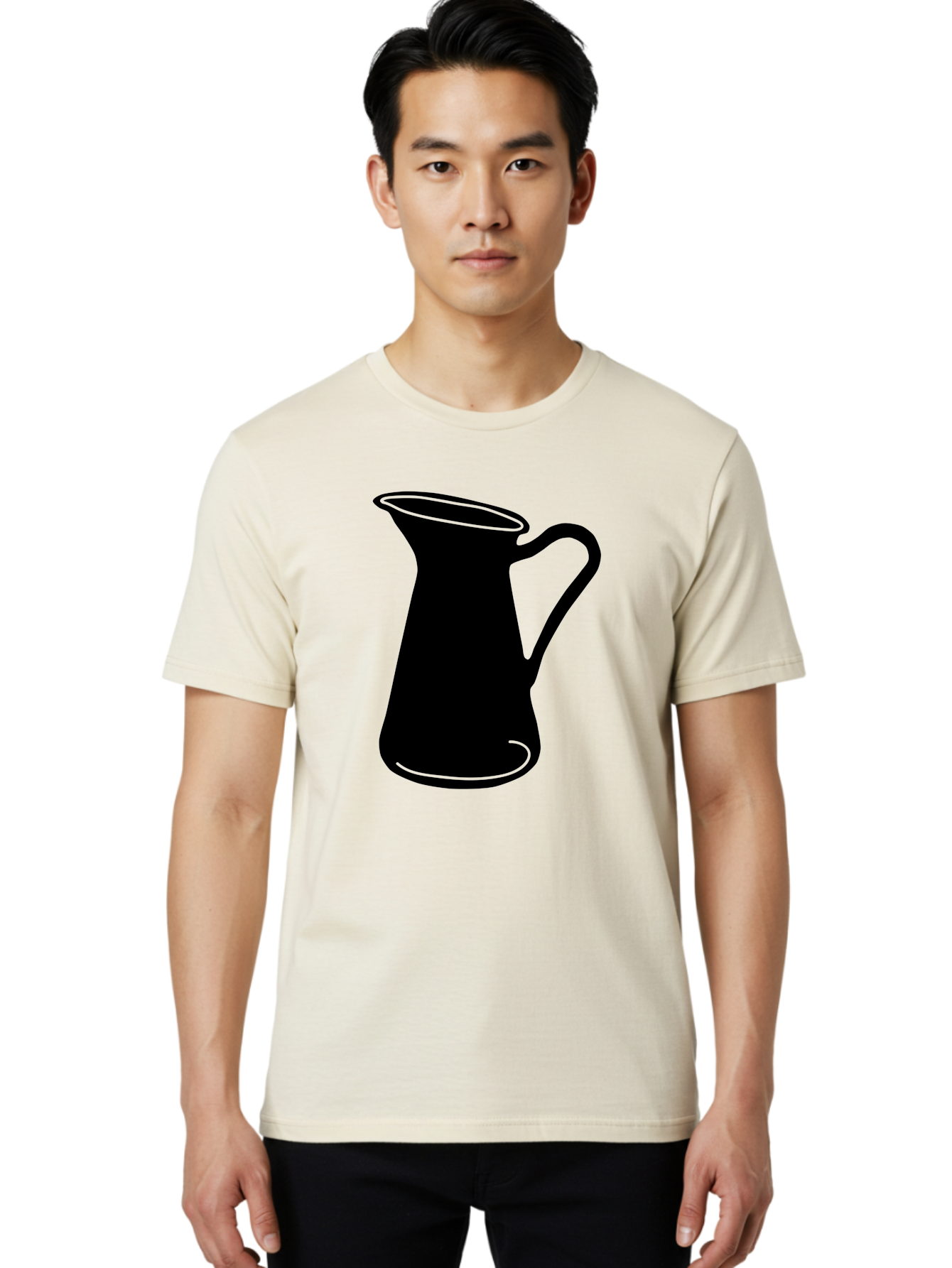 Pitcher Men'S Graphic Tee, 100% Cotton, Comfortable Casual Summer Wear, Machine Washable, Pitcher Silhouette, Minimalist Design, Coffee Pitcher, Jug, Single Handle, Simple Shape, Modern Illustration, Black And Green Aac226 8