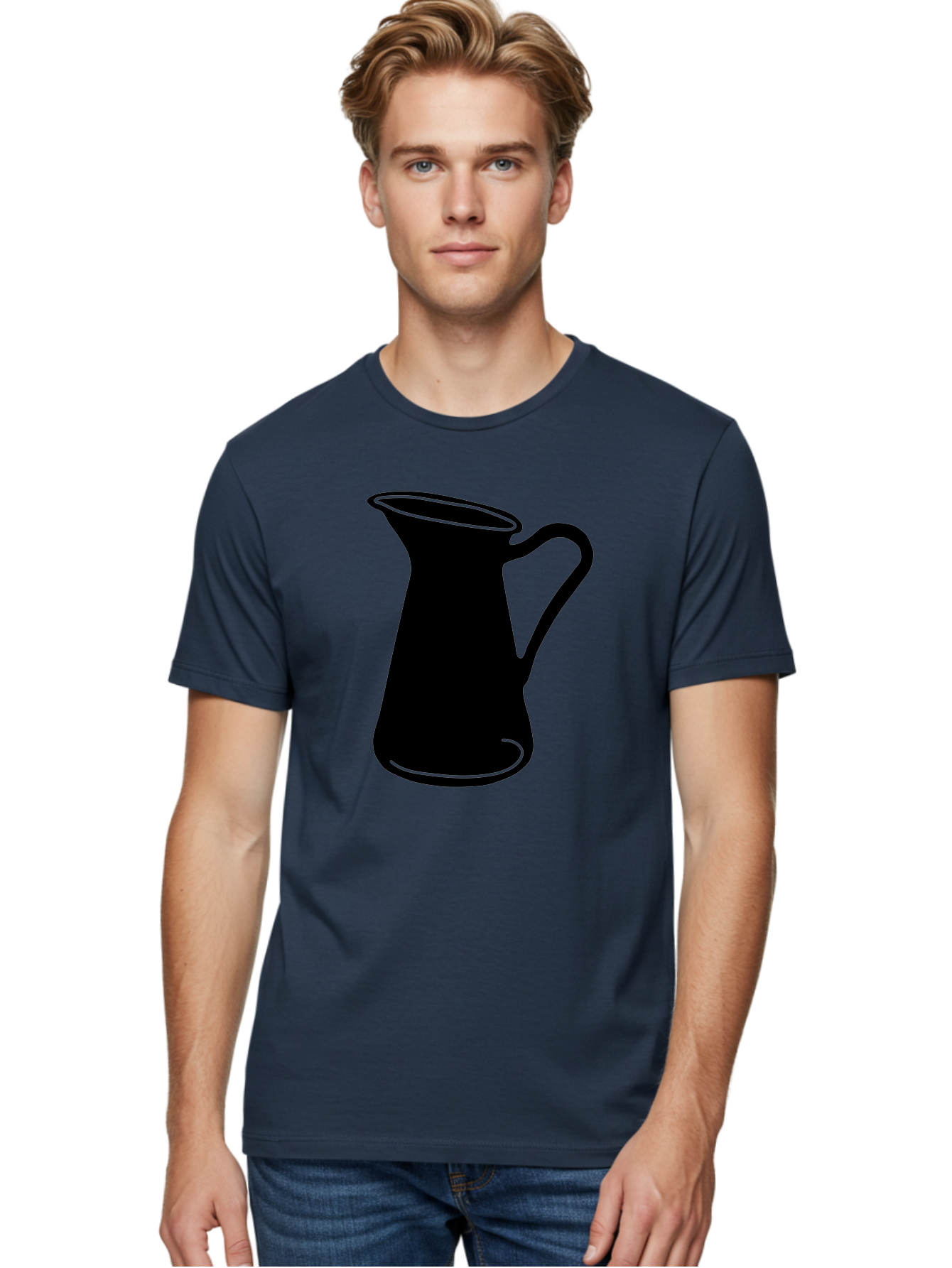 Pitcher Men'S Graphic Tee, 100% Cotton, Comfortable Casual Summer Wear, Machine Washable, Pitcher Silhouette, Minimalist Design, Coffee Pitcher, Jug, Single Handle, Simple Shape, Modern Illustration, Black And Green Aac226 22