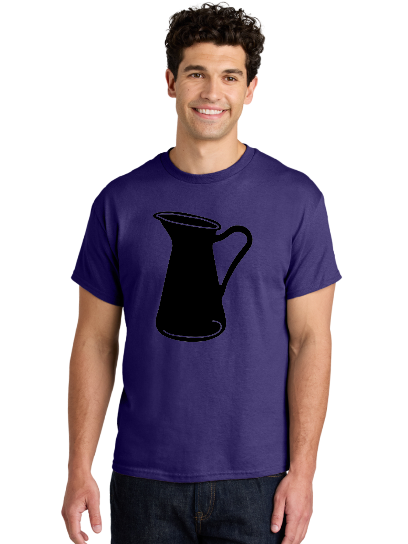 Pitcher Men'S Graphic Tee, 100% Cotton, Comfortable Casual Summer Wear, Machine Washable, Pitcher Silhouette, Minimalist Design, Coffee Pitcher, Jug, Single Handle, Simple Shape, Modern Illustration, Black And Green Aac226 10