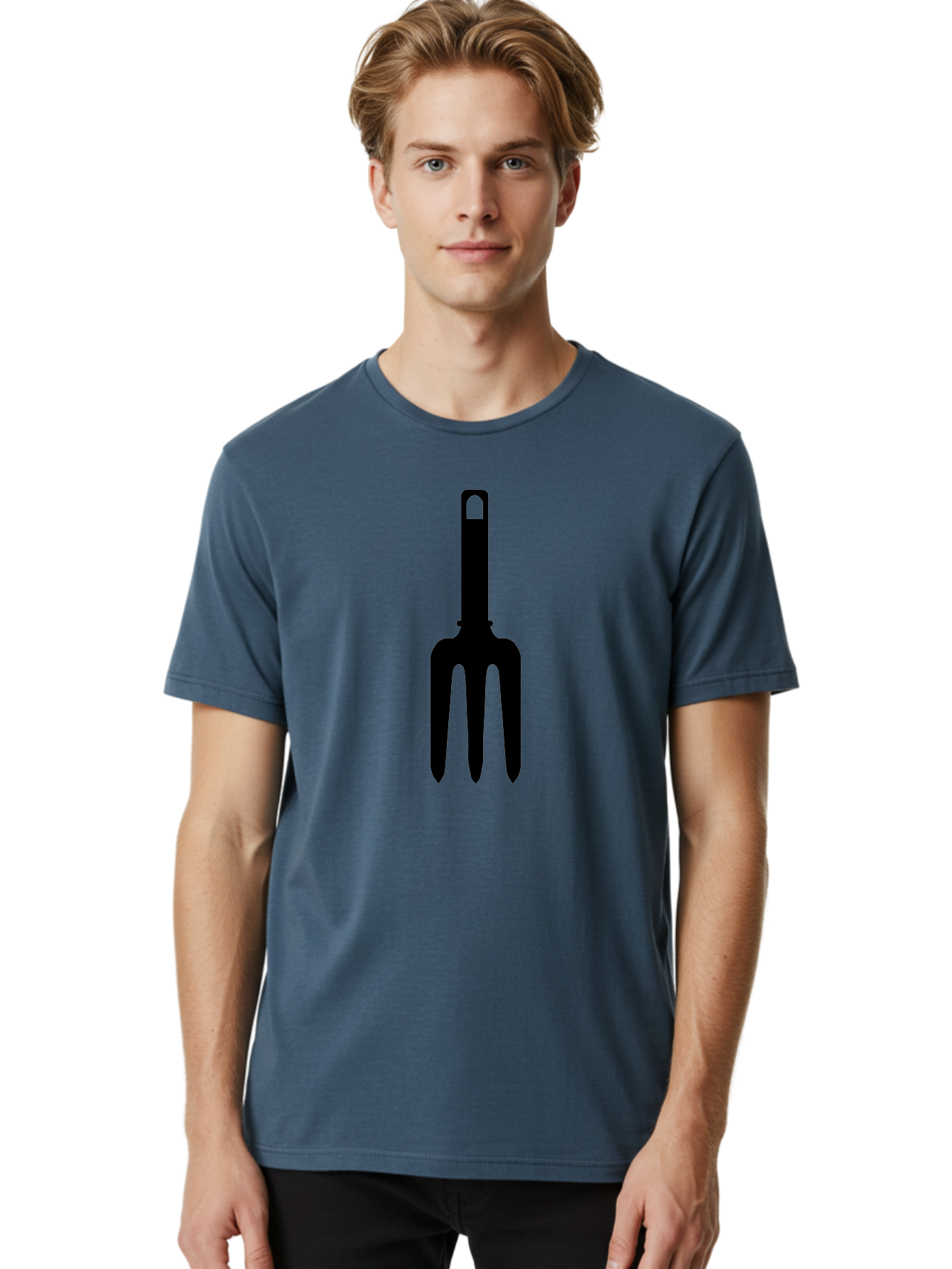 Pitchfork Men'S Graphic Tee, 100% Cotton, Comfortable Casual Summer Wear, Machine Washable, Pitchfork Silhouette, Black Pitchfork, Gardening Tool, Farm Equipment, Three-Pronged Fork, Rustic Icon, Agricultural Symbol, Simple Design, Aac227 24