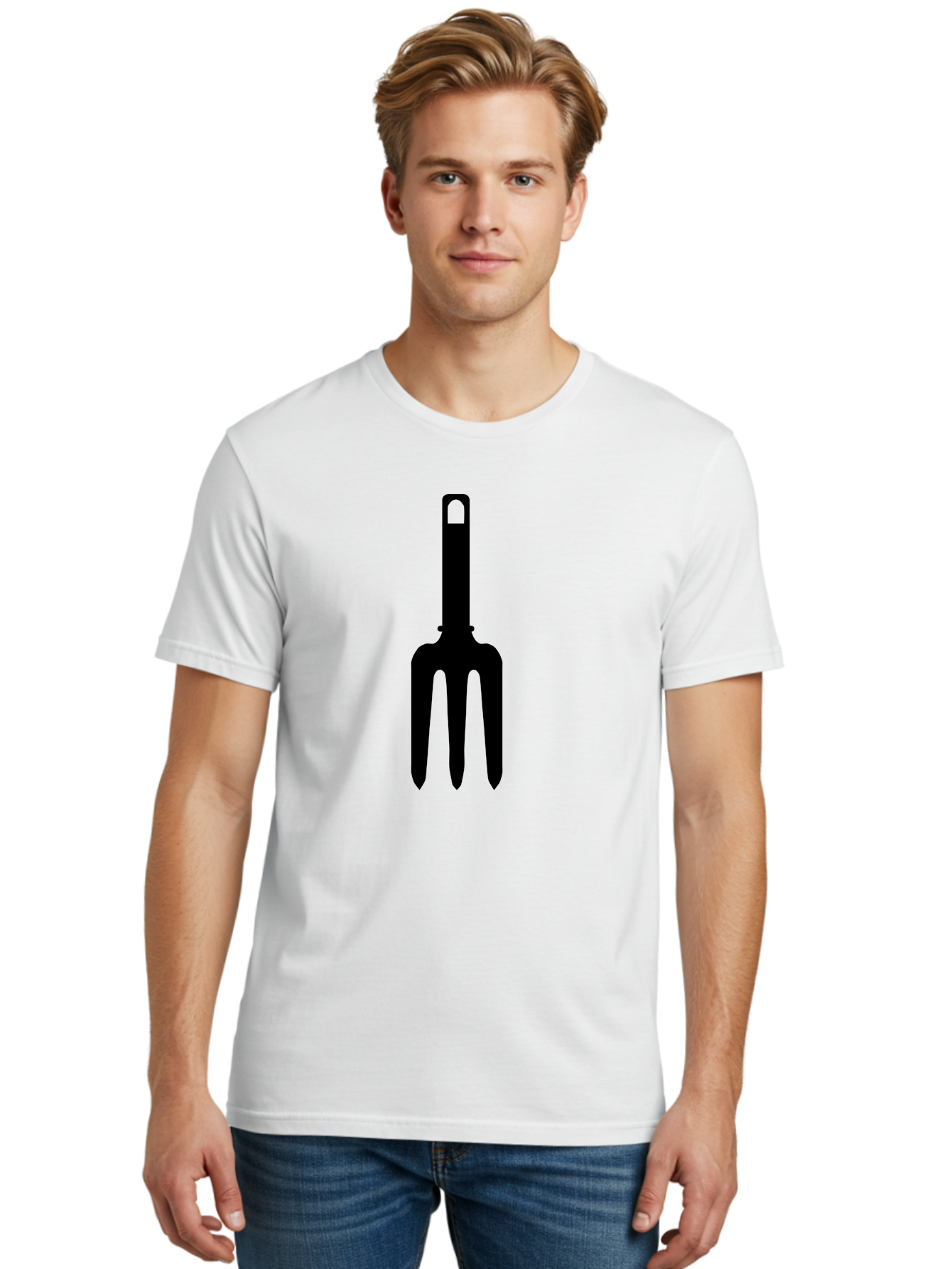 Pitchfork Men'S Graphic Tee, 100% Cotton, Comfortable Casual Summer Wear, Machine Washable, Pitchfork Silhouette, Black Pitchfork, Gardening Tool, Farm Equipment, Three-Pronged Fork, Rustic Icon, Agricultural Symbol, Simple Design, Aac227 20