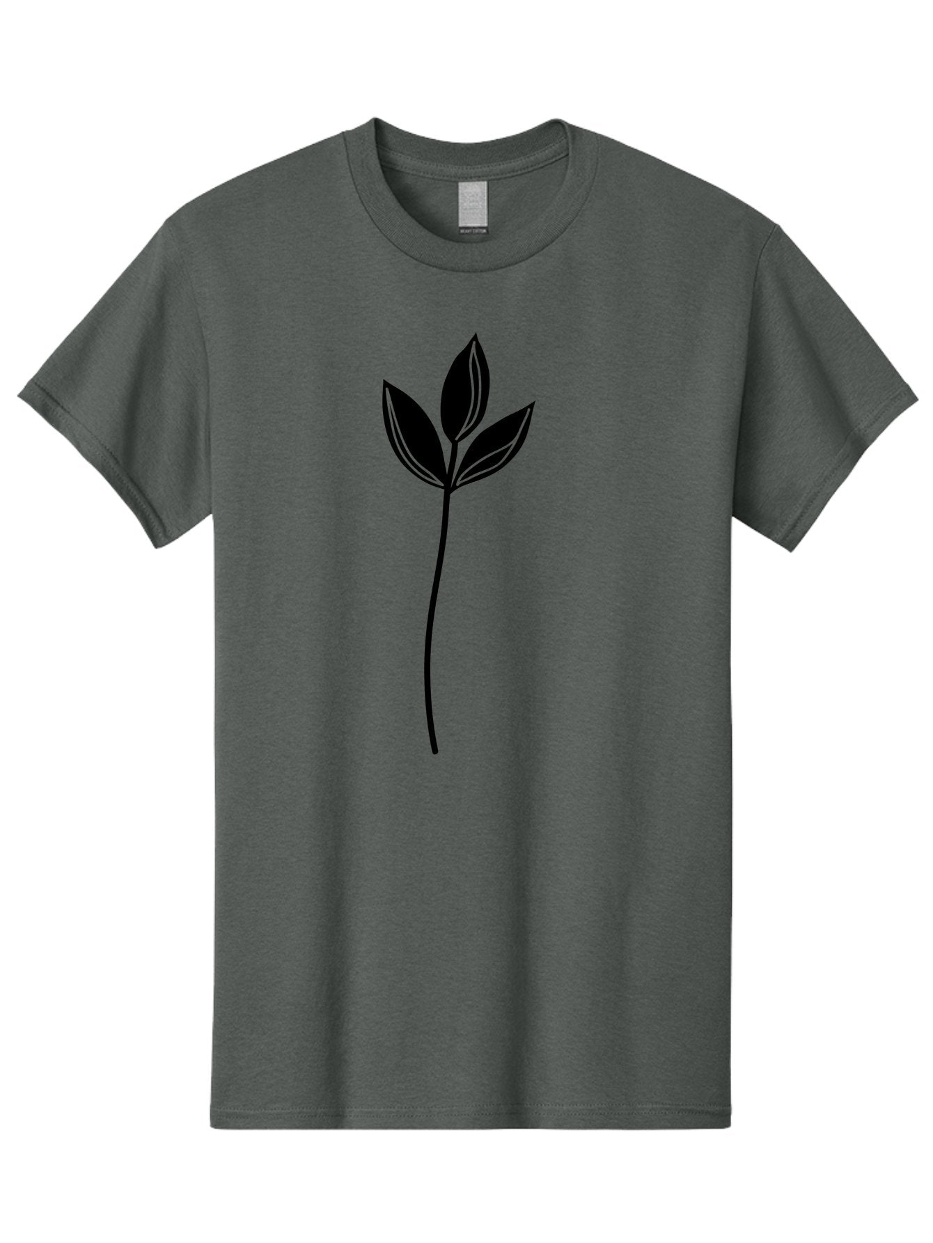 Plant-Silhouette Men'S Graphic Tee, 100% Cotton, Comfortable Casual Summer Wear, Machine Washable, Simple Leaf Illustration, Minimalist Design, Botanical Art, Leaf Silhouette, Nature-Inspired Graphics, Eco-Friendly Visuals, Organic Shapes Aac228 13