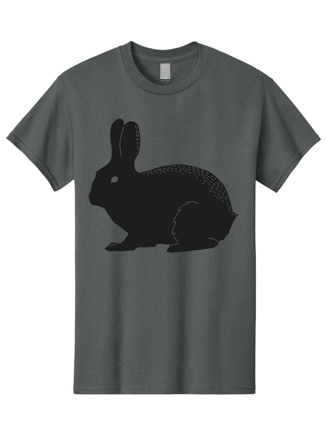 Rabbit-Silhouette Men'S Graphic Tee, 100% Cotton, Comfortable Casual Summer Wear, Machine Washable, Black Rabbit Silhouette, Rabbit Illustration, Cute Bunny, Animal Silhouette, Wildlife Art, Nature Design, Simple Graphics Aac230 14