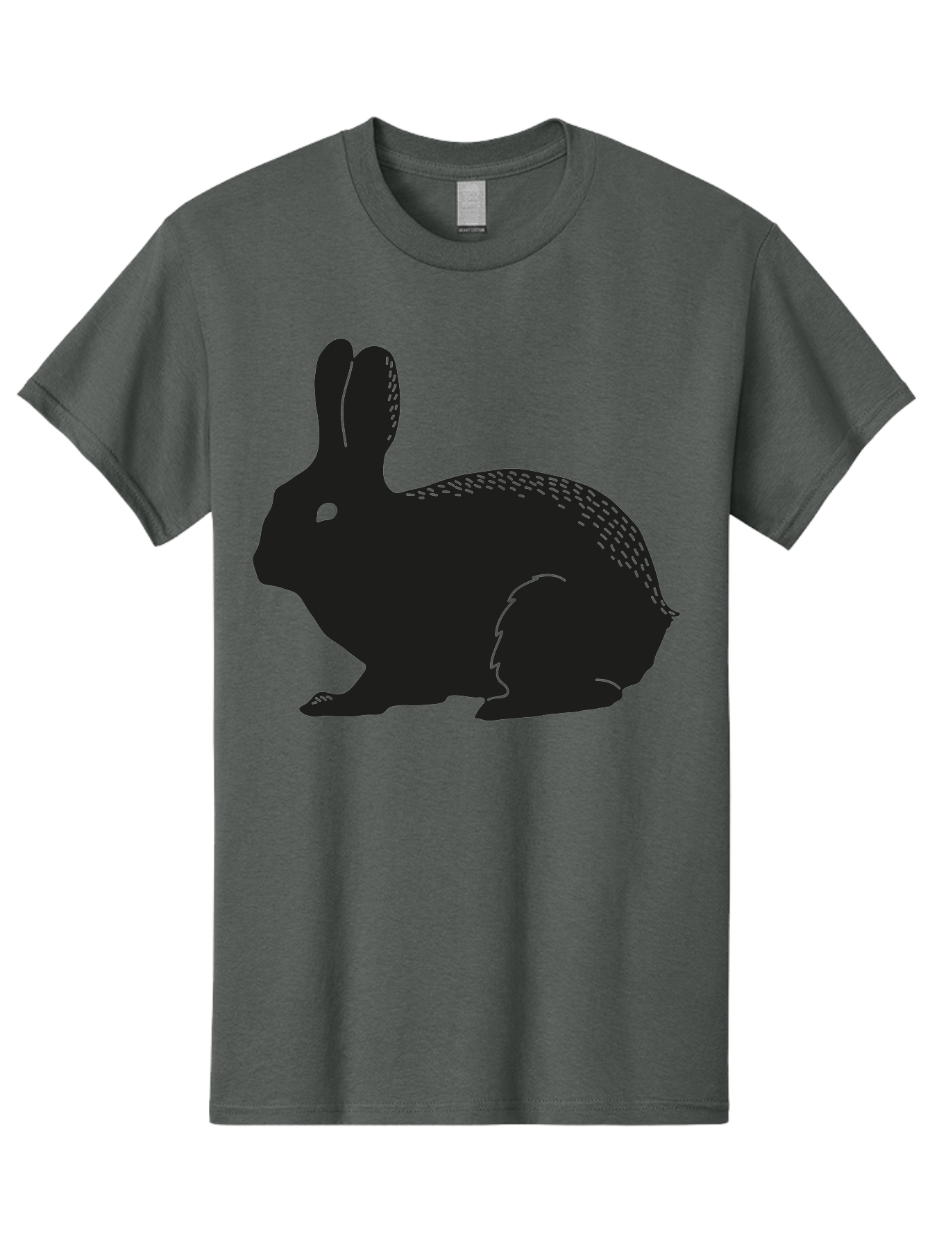 Rabbit-Silhouette Men'S Graphic Tee, 100% Cotton, Comfortable Casual Summer Wear, Machine Washable, Black Rabbit Silhouette, Rabbit Illustration, Cute Bunny, Animal Silhouette, Wildlife Art, Nature Design, Simple Graphics Aac230 3