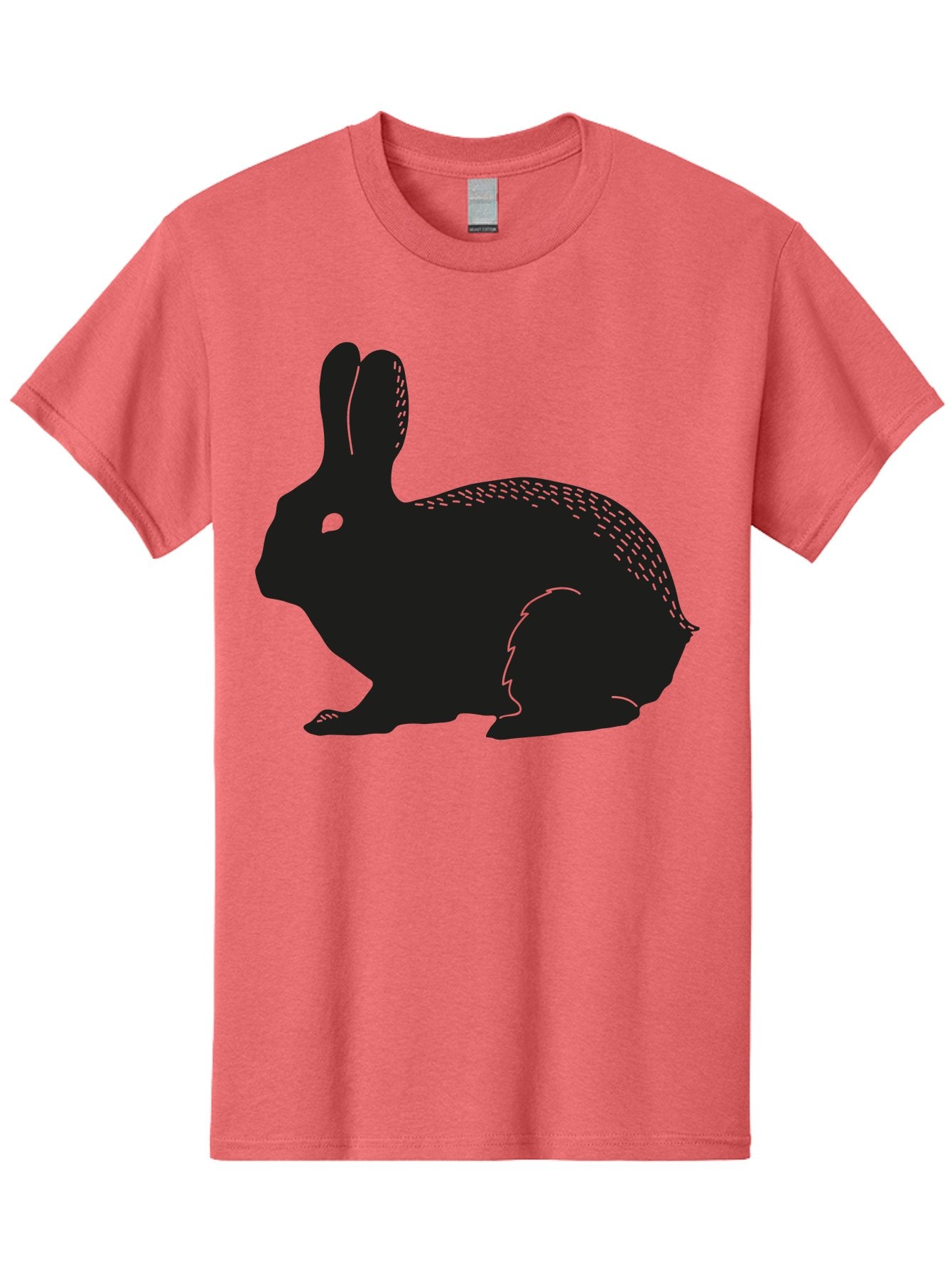 Rabbit-Silhouette Men'S Graphic Tee, 100% Cotton, Comfortable Casual Summer Wear, Machine Washable, Black Rabbit Silhouette, Rabbit Illustration, Cute Bunny, Animal Silhouette, Wildlife Art, Nature Design, Simple Graphics Aac230 3