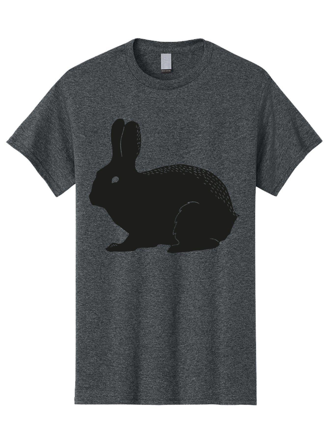 Rabbit-Silhouette Men'S Graphic Tee, 100% Cotton, Comfortable Casual Summer Wear, Machine Washable, Black Rabbit Silhouette, Rabbit Illustration, Cute Bunny, Animal Silhouette, Wildlife Art, Nature Design, Simple Graphics Aac230 7