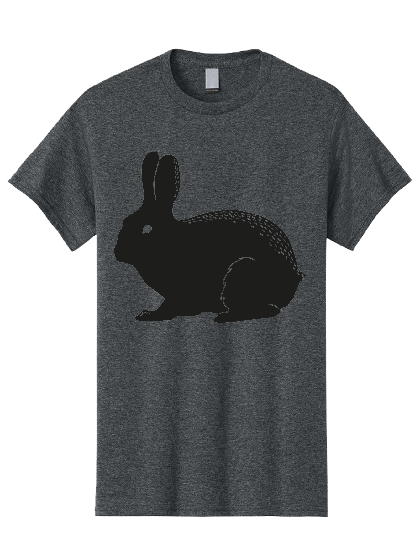 Rabbit-Silhouette Men'S Graphic Tee, 100% Cotton, Comfortable Casual Summer Wear, Machine Washable, Black Rabbit Silhouette, Rabbit Illustration, Cute Bunny, Animal Silhouette, Wildlife Art, Nature Design, Simple Graphics Aac230 25